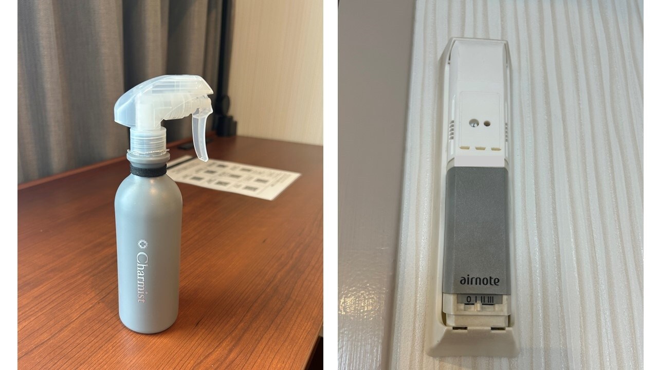 Perlengkapan kamar tamu "Deodorant spray (Charmist) / Pengharum ruangan (airnote)"