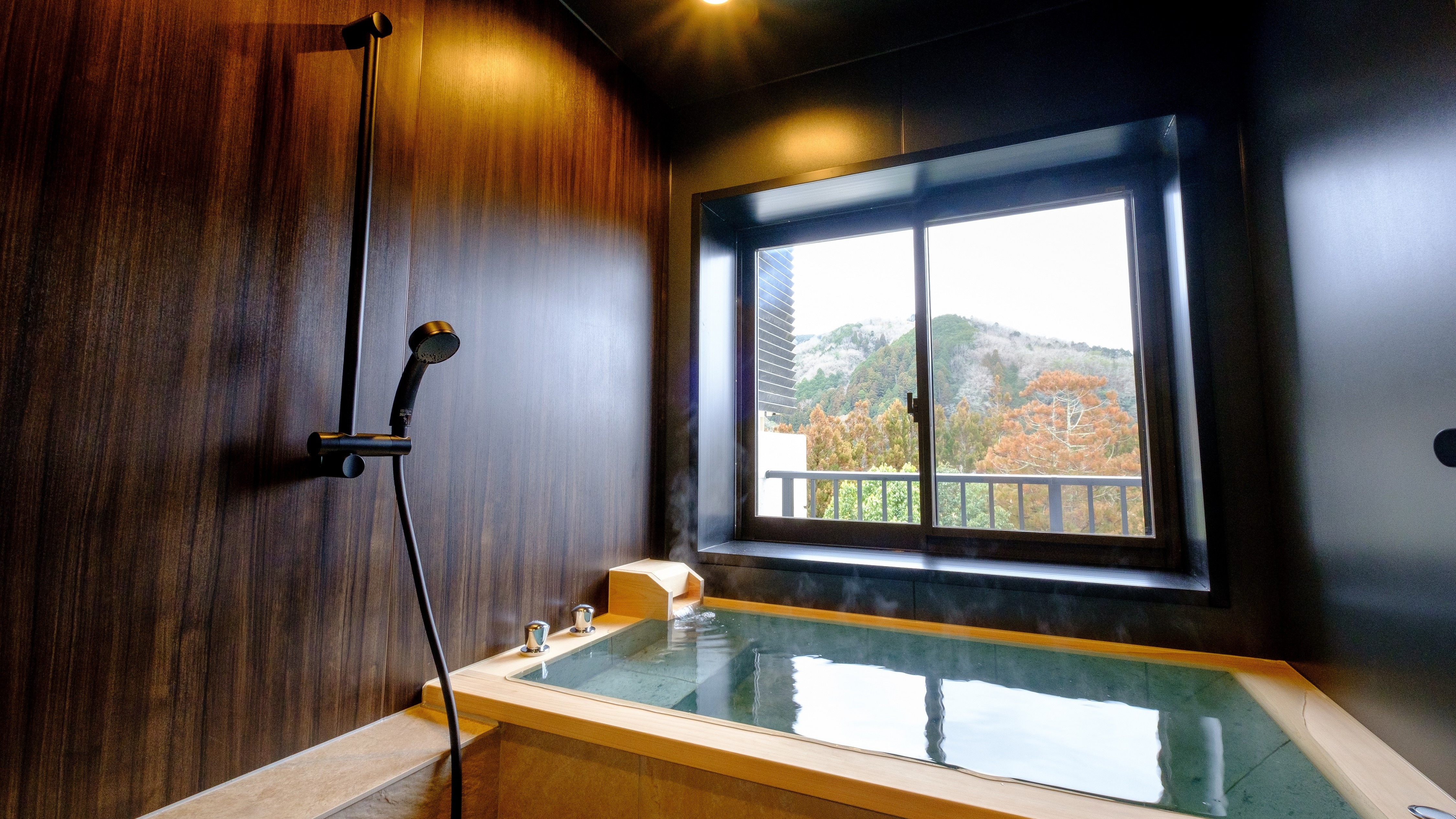 New Japanese modern room with jadeite floor semi-open-air bath [Karin] non-smoking room