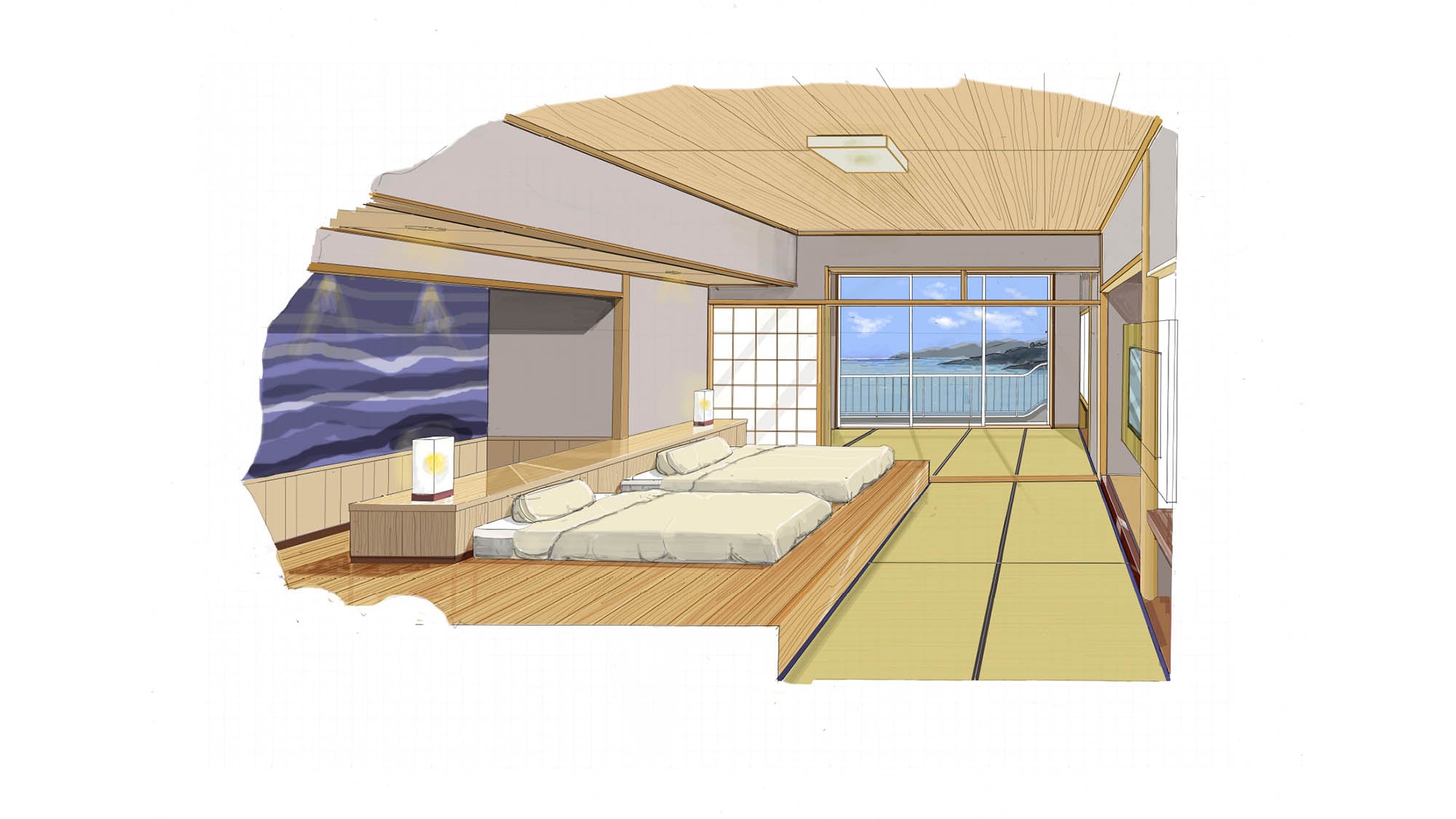 [Chokou] Japanese-Western room with an open-air bath bathed in the setting sun (Room 205)
