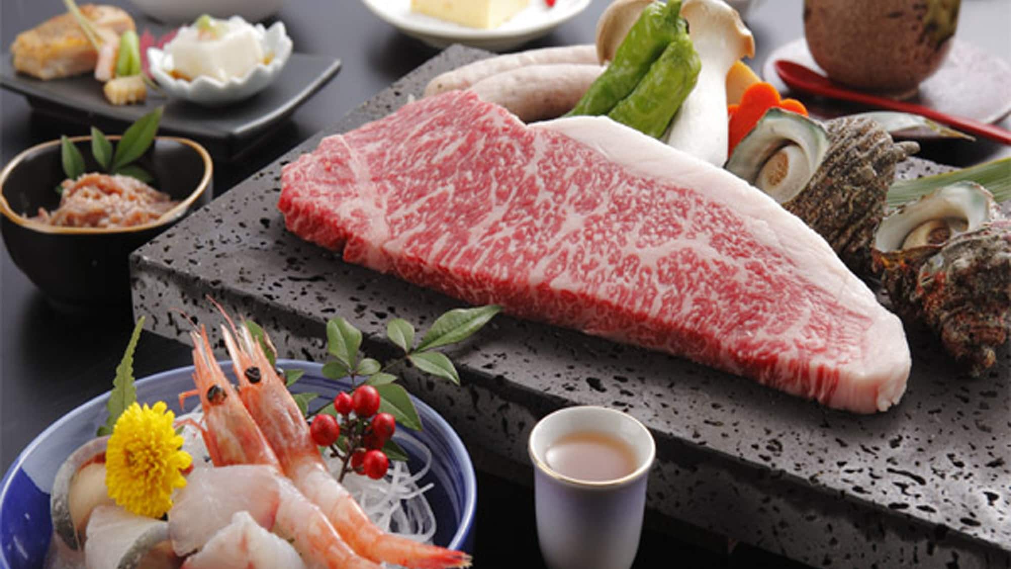 Tajima beef lava stone steak course