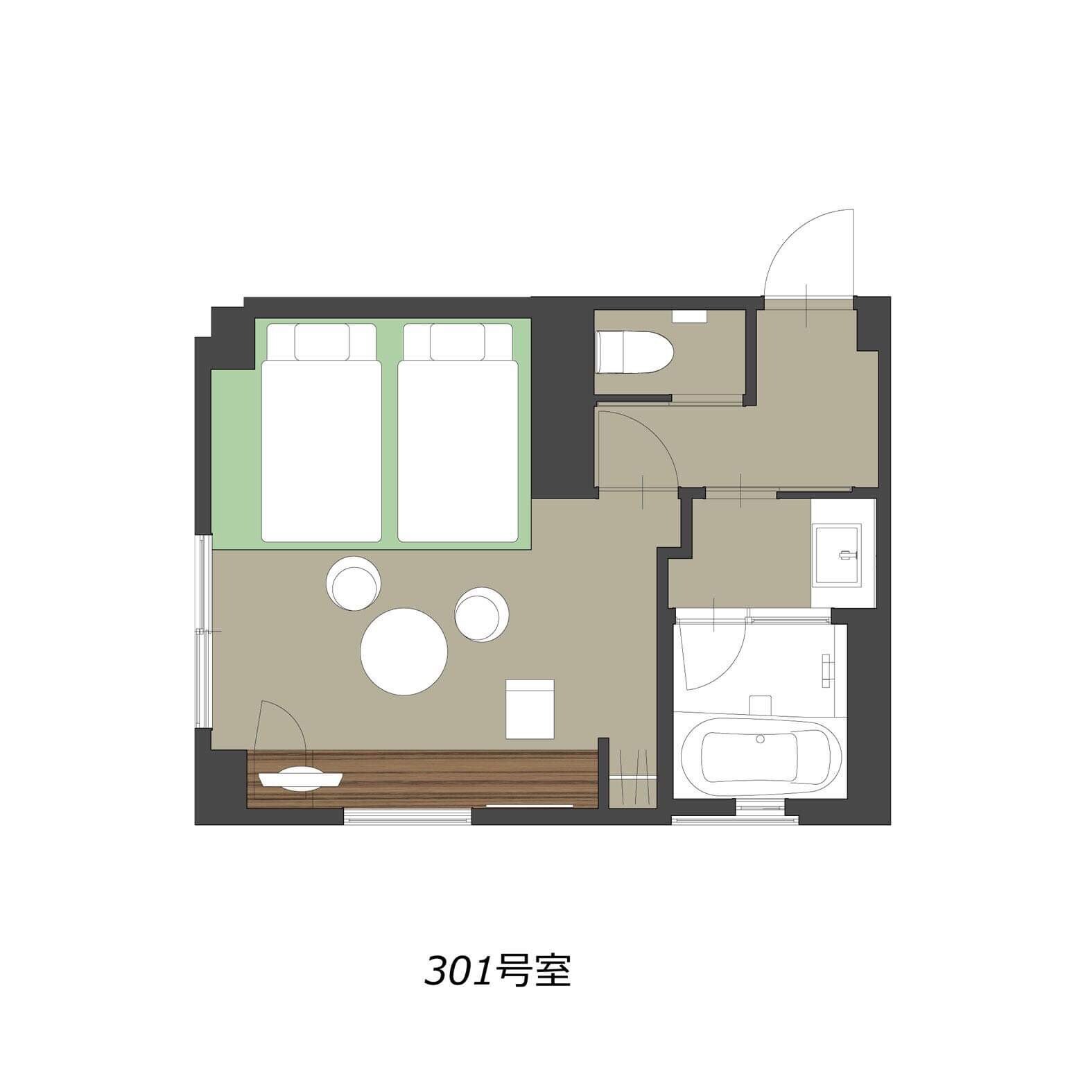 301 Superior Twin Room 28㎡ Floor Plan