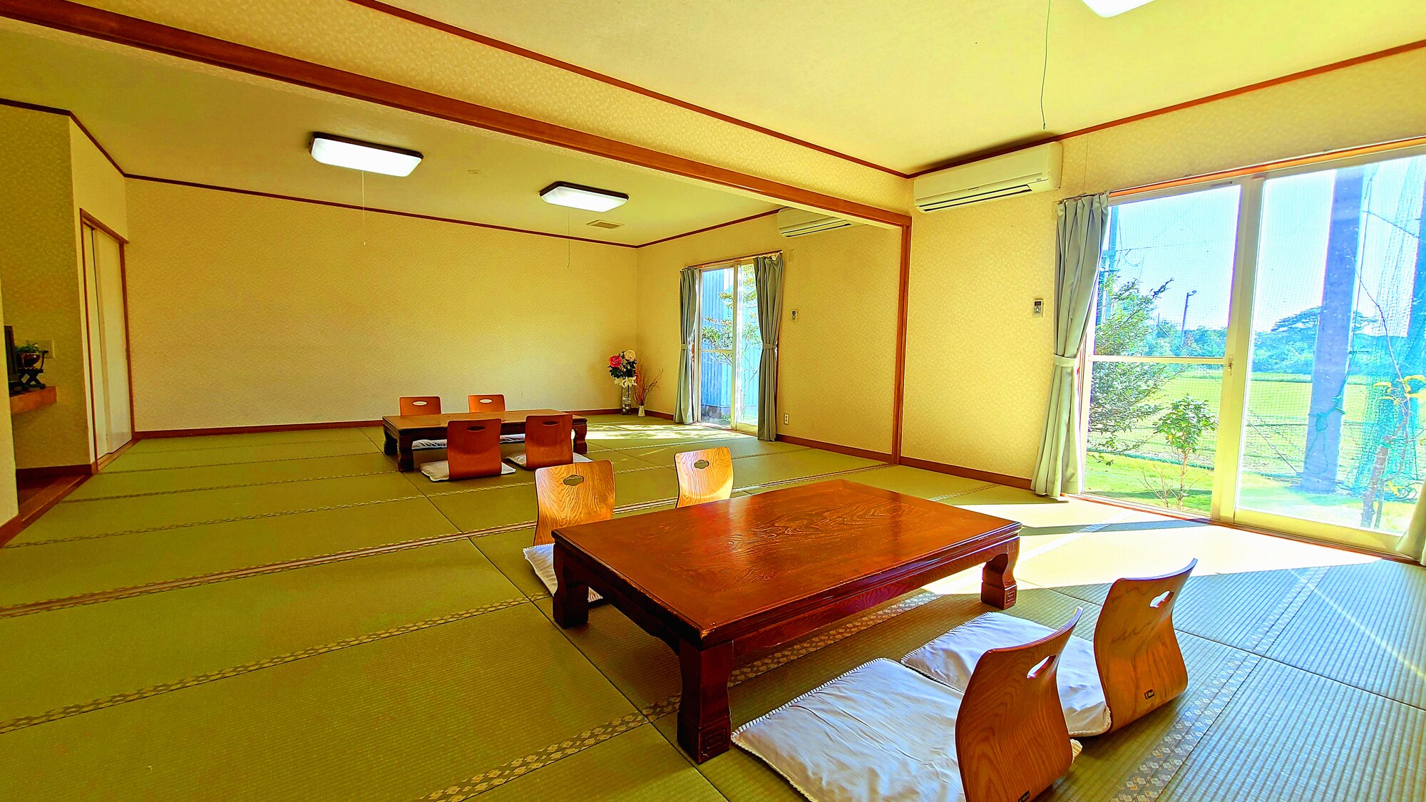 #The two rooms overlook the grounds.