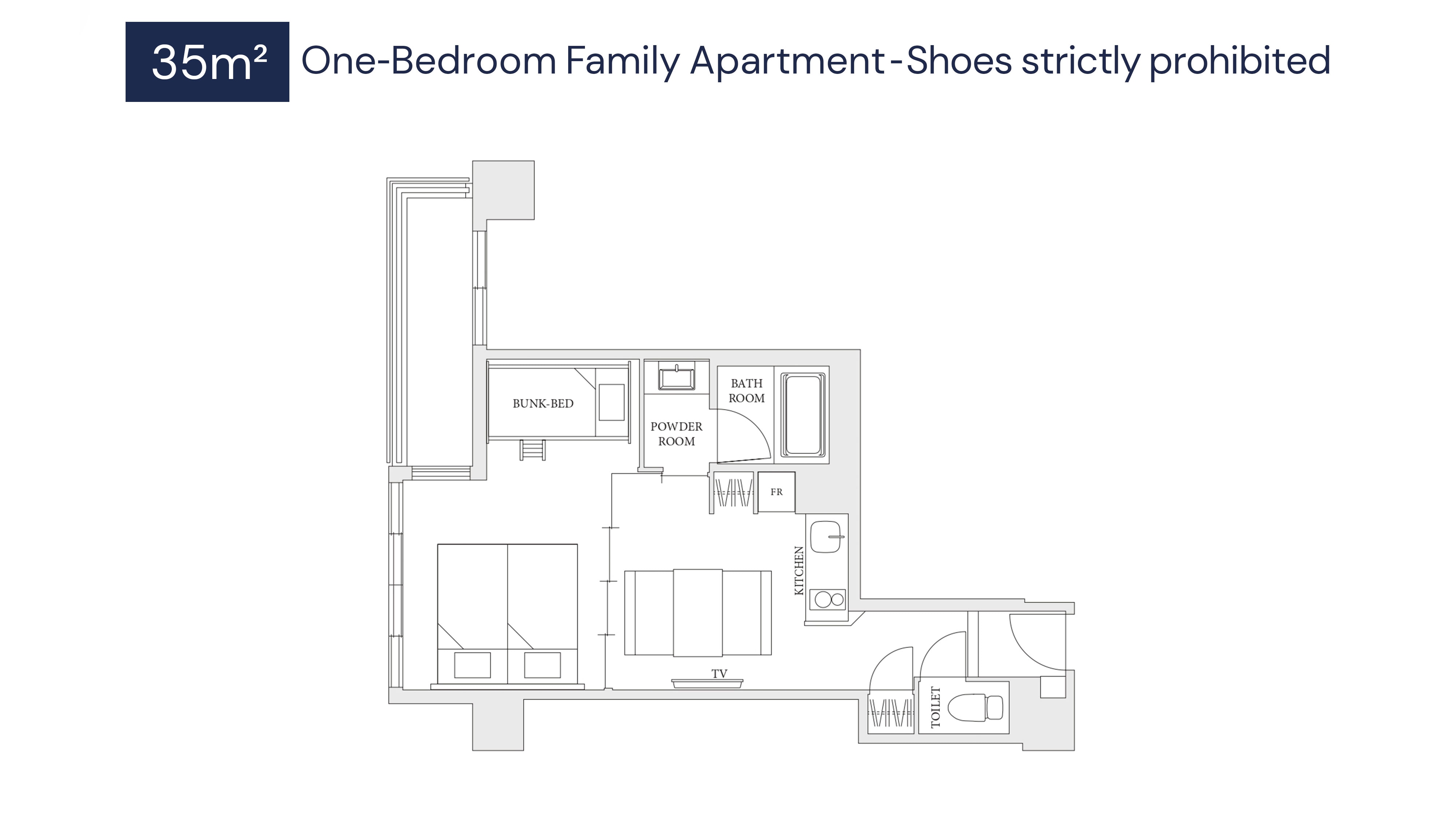 1 Bedroom Family Apartment (Shoes not allowed) Floor plan