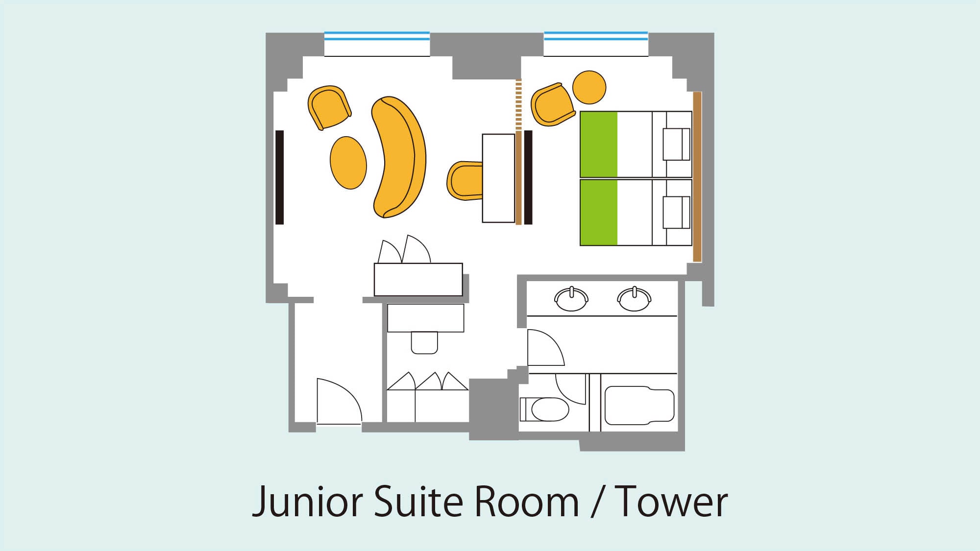 [26th and 27th floor / tower floor] Junior suite floor plan