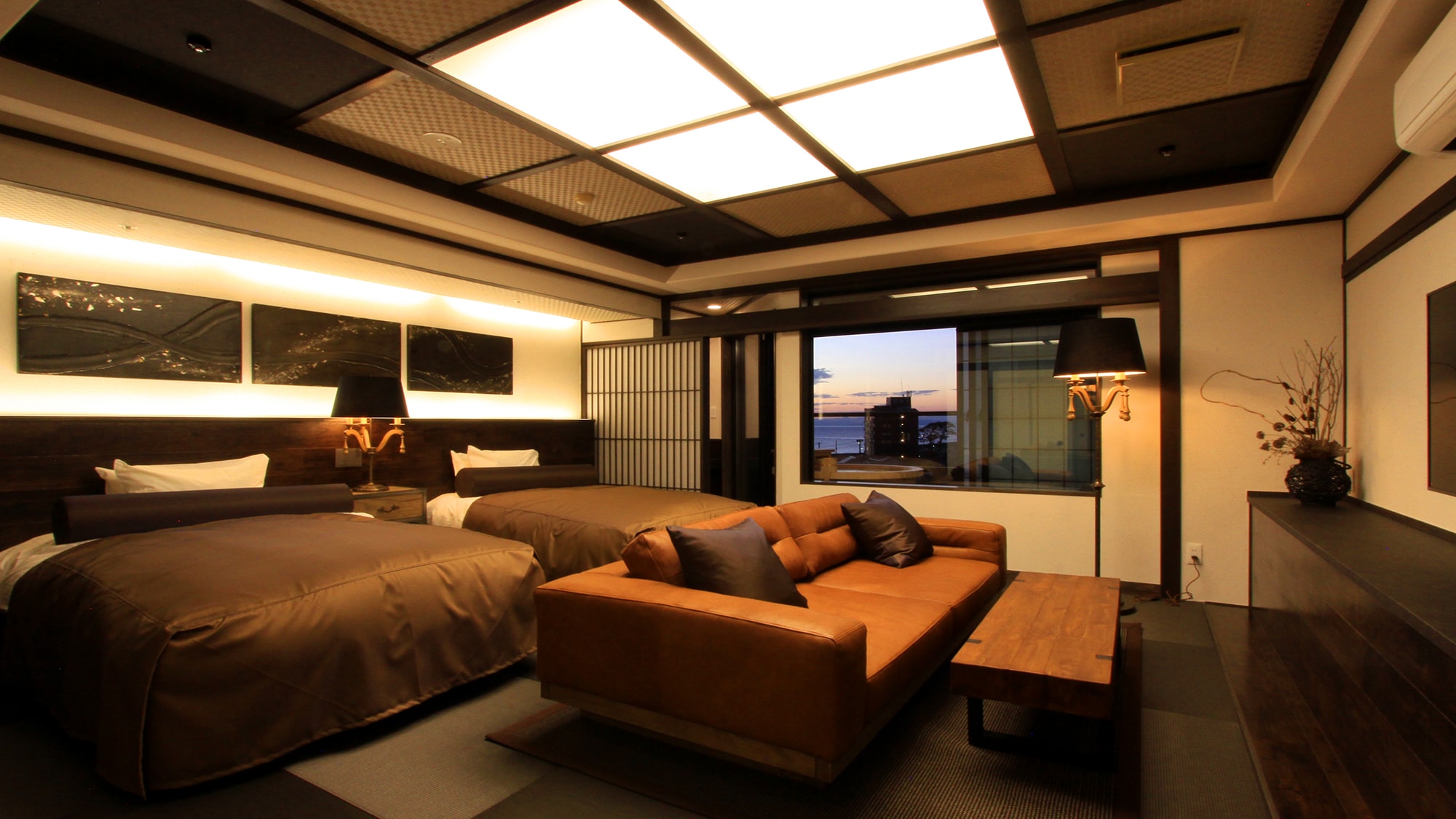 Japanese bed room with open air