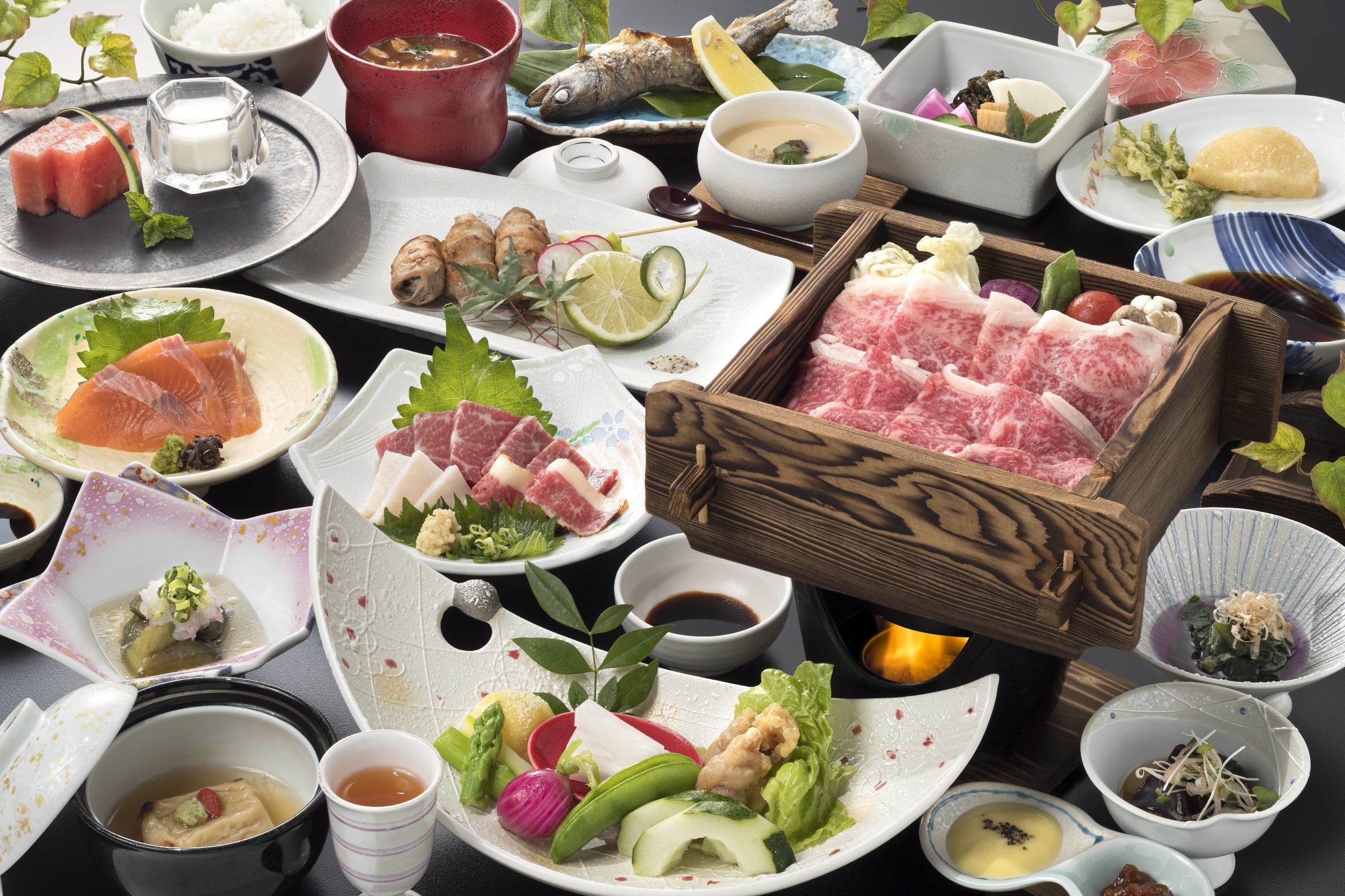 [Main dish is steamed red beef]