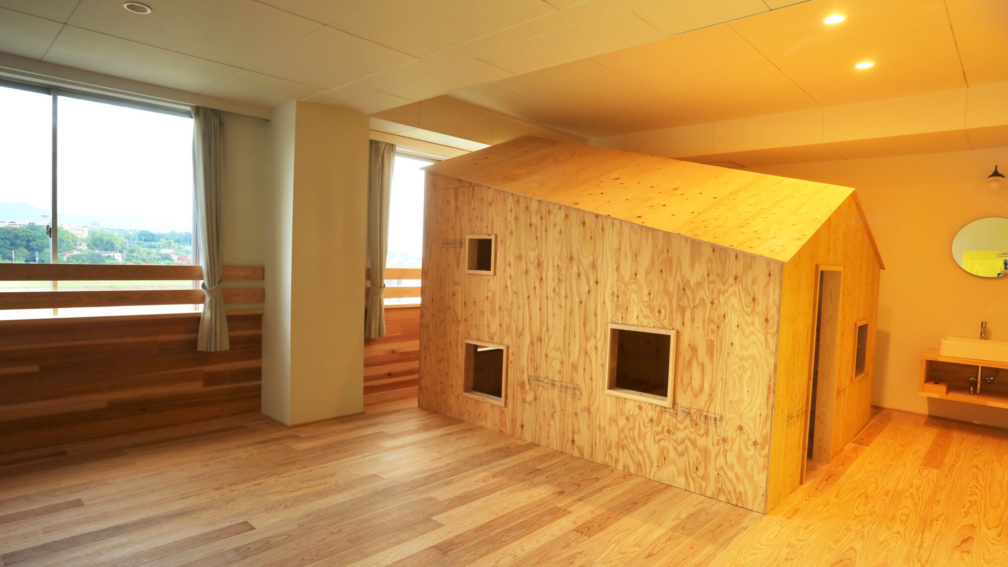 [Family room "house"] With wooden hut inside (33m²)