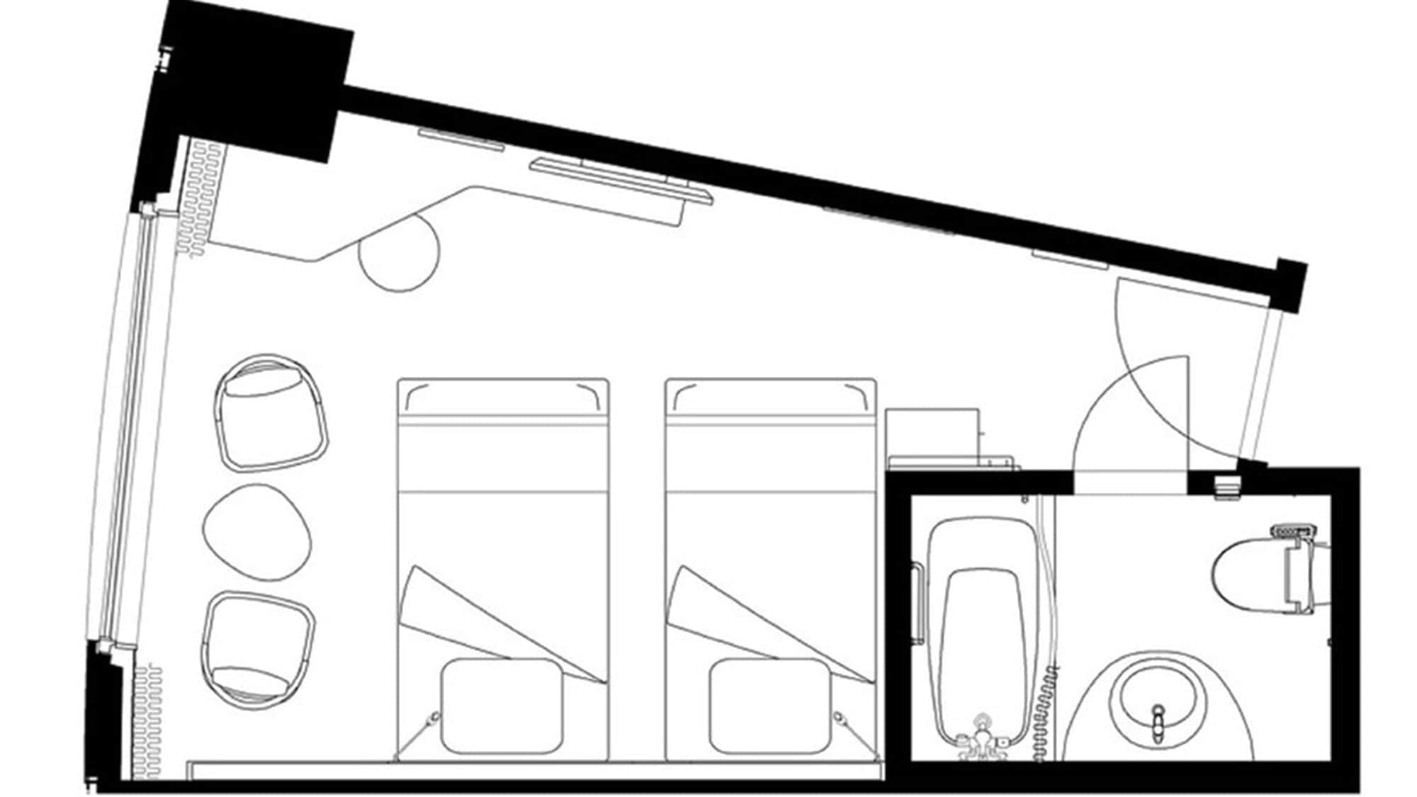 [Superior Twin Room (21m2)] Floors: 14th-20th floors (all non-smoking), 21st floor (smoking)