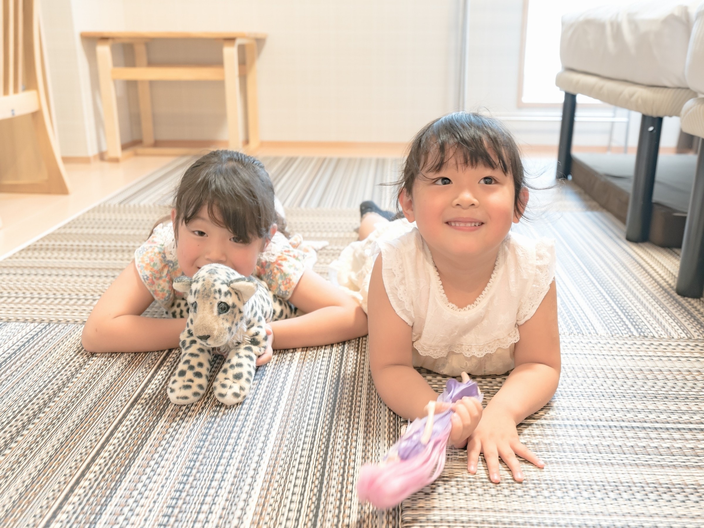 Lantai kembar modern Jepang adalah tikar tatami, jadi aman bahkan dengan anak-anak