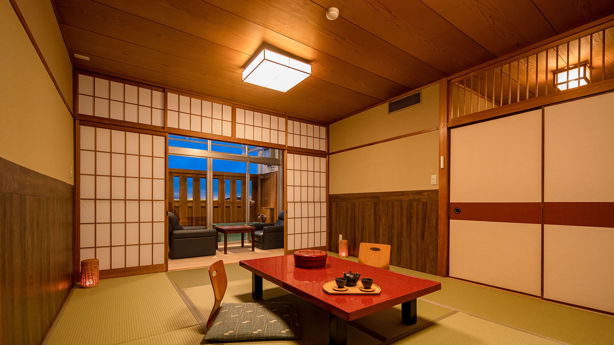 Standard Japanese-style room with open-air bath (city/night view) *Example of a guest room