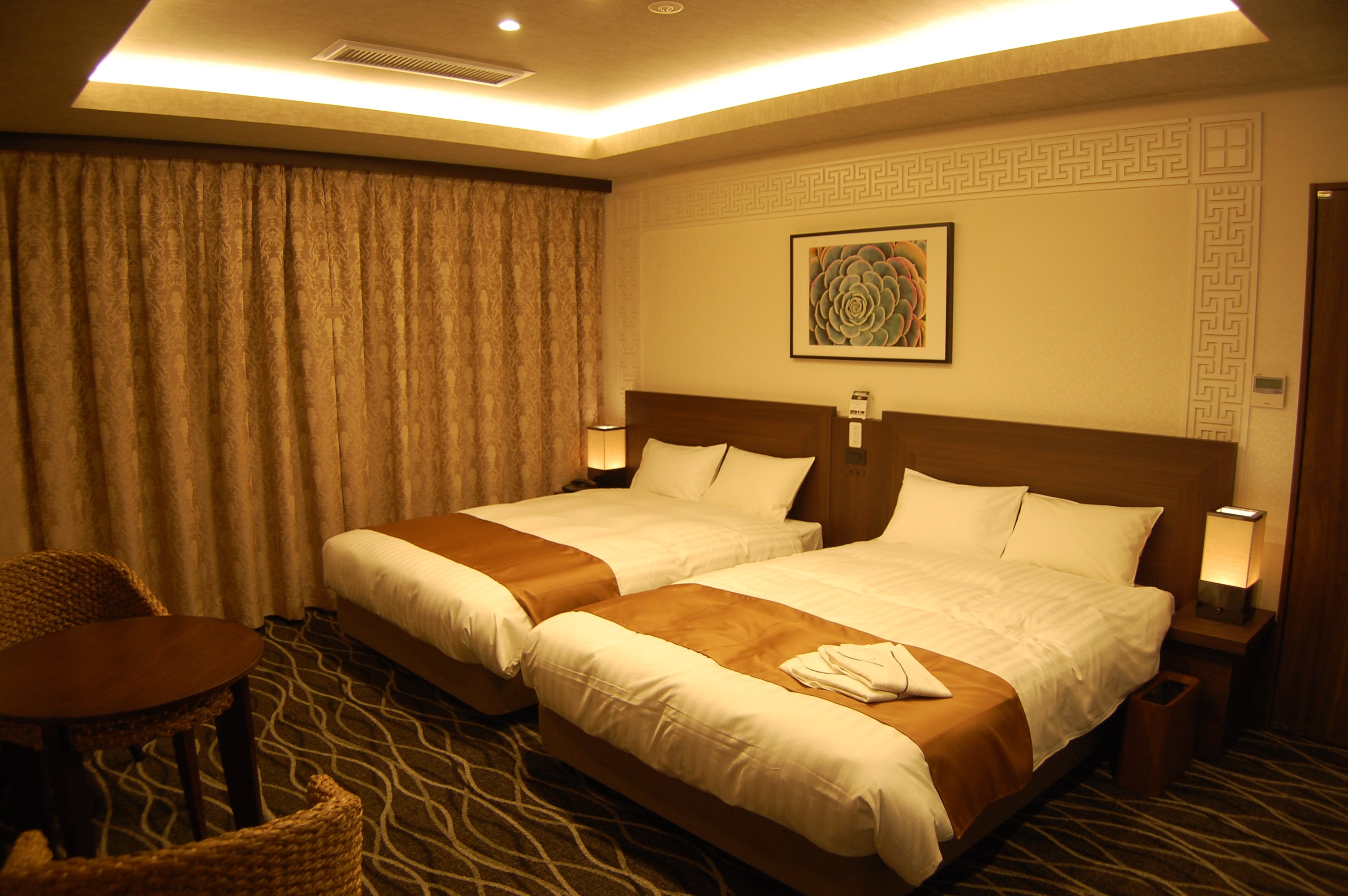 In the suite, the curtains are also electric!