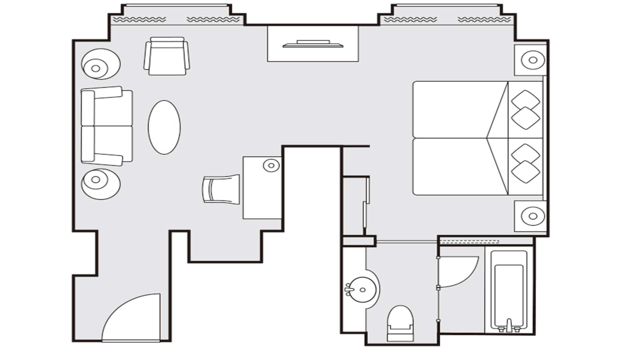 Deluxe Twin 43m2 Floor plan