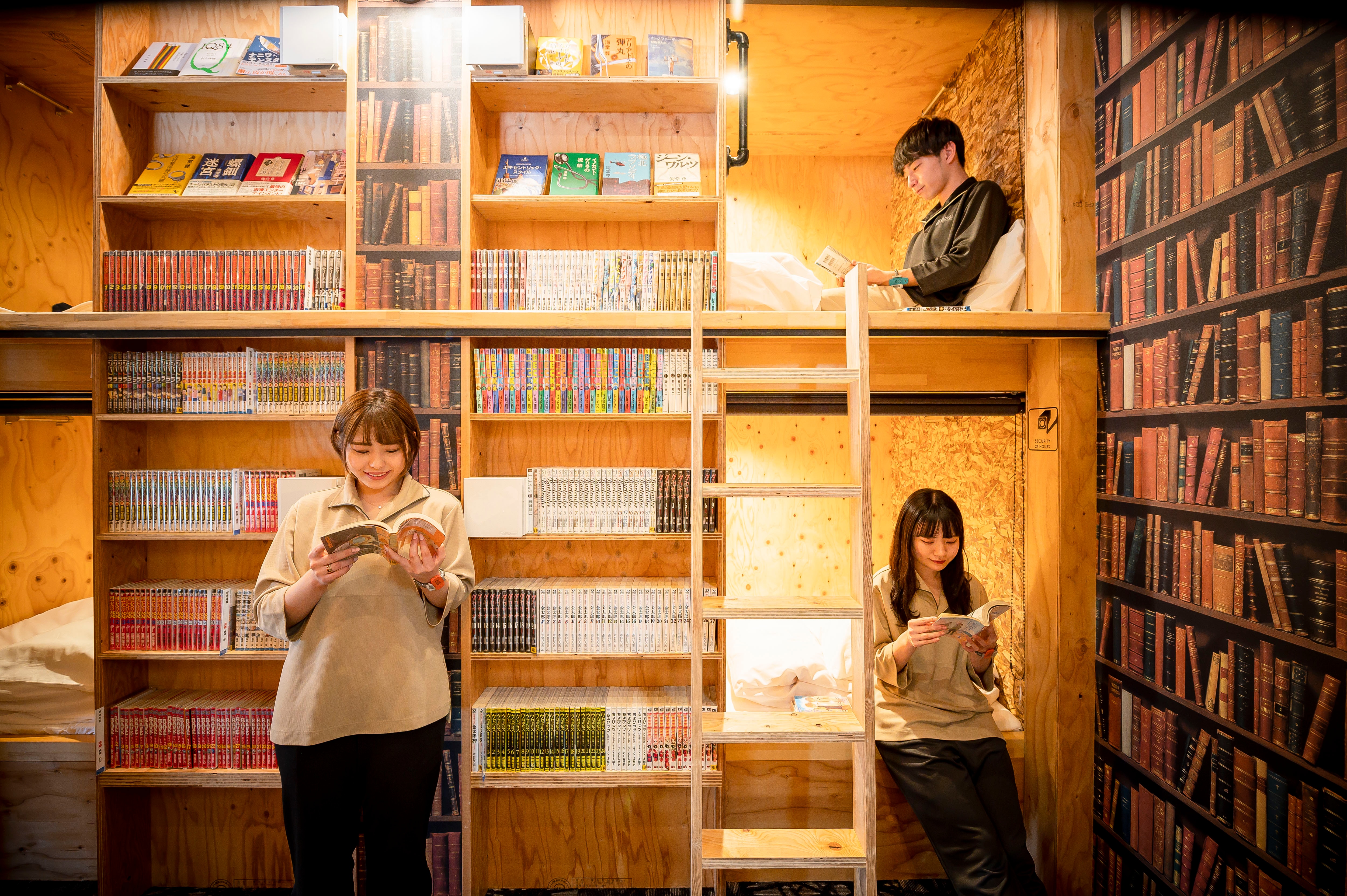 A capsule area surrounded by books