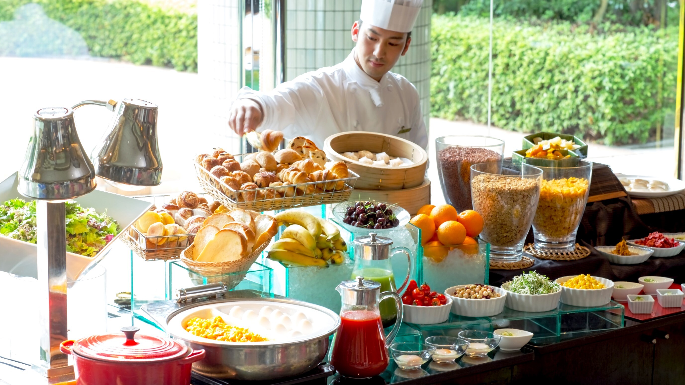 Delicious and healthy breakfast buffet