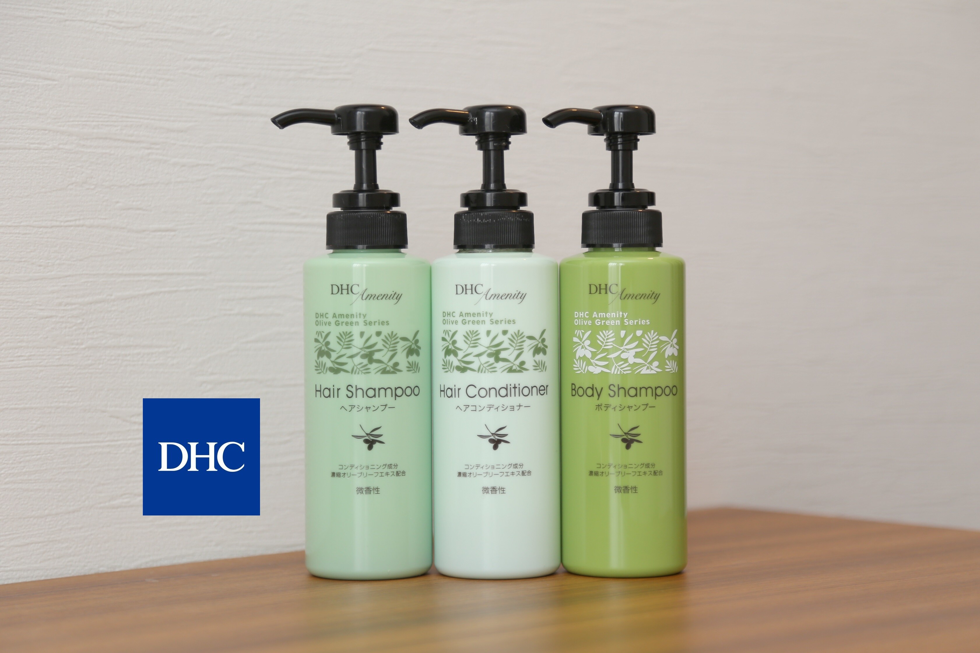 DHC shampoo, conditioner, body soap