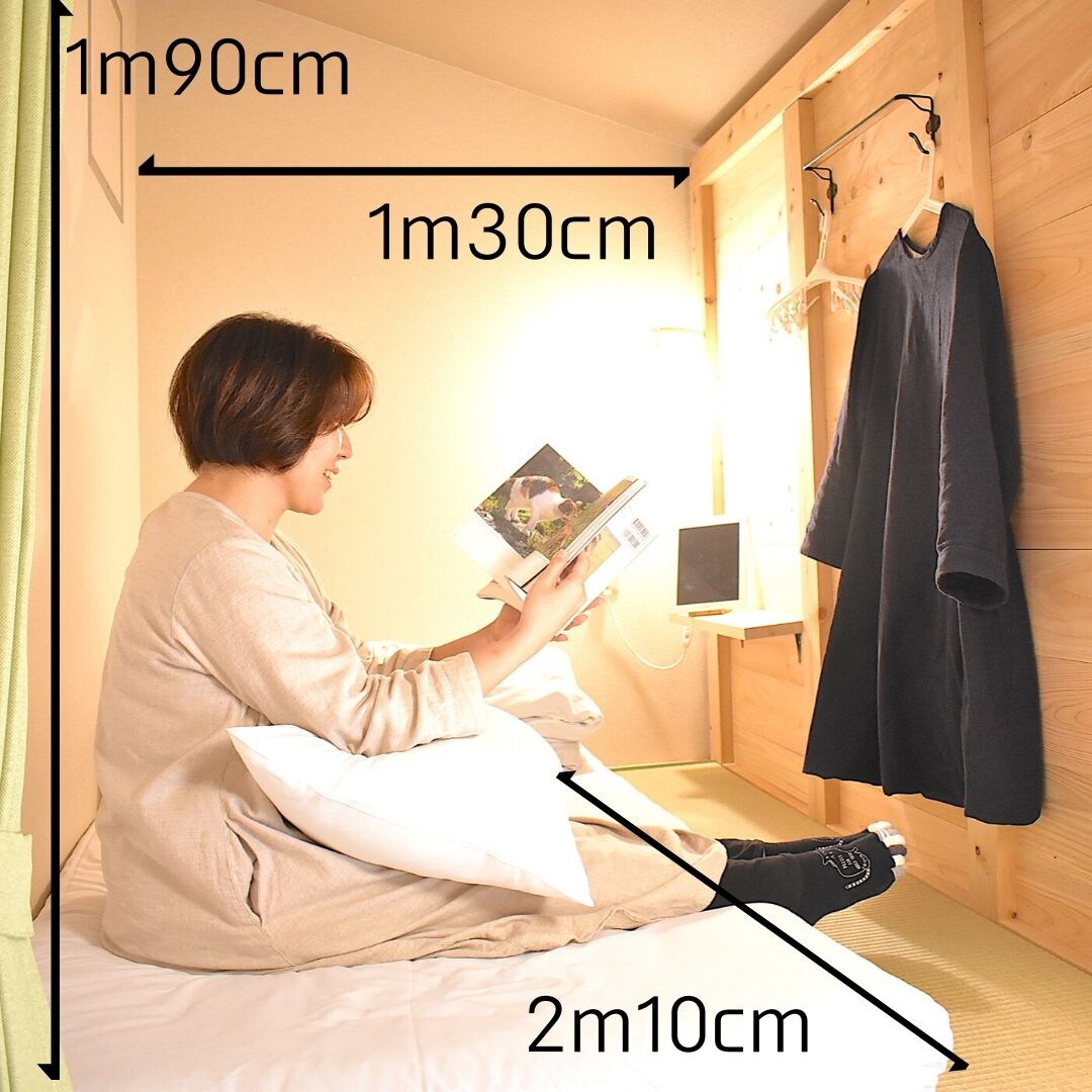 "Sufficient bed space" where you can hang your suit, coat, etc.