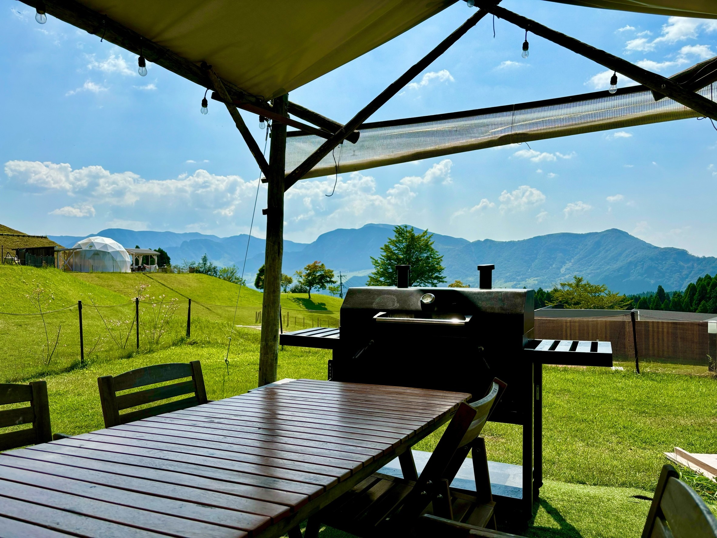Casual glamping and dining space