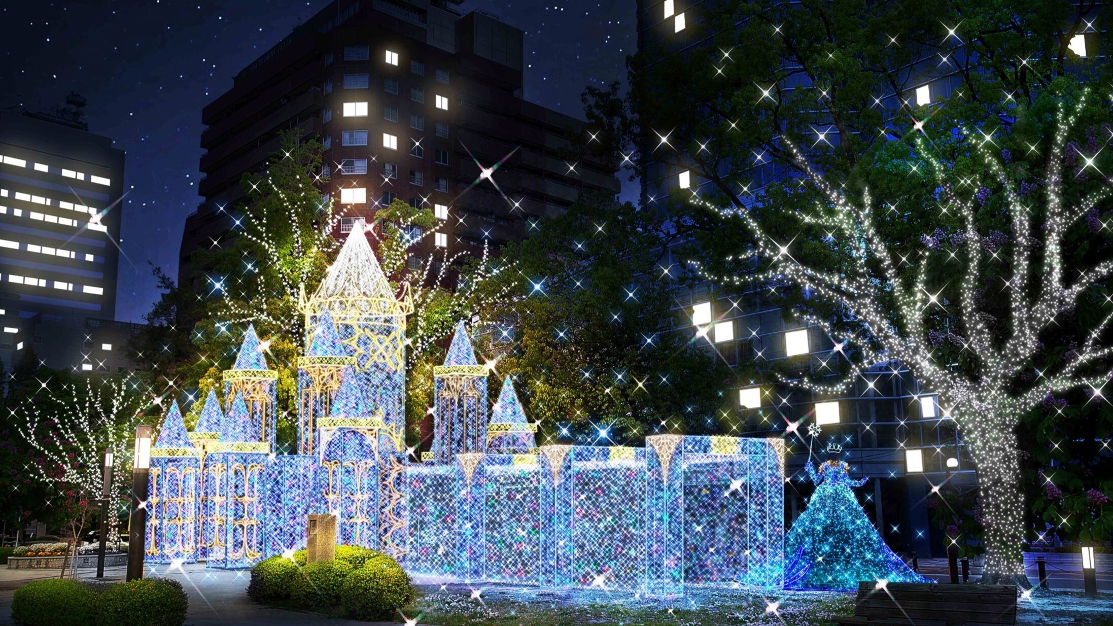 【드리미네이션 히로시마 2024】호텔 앞의 평화대로에서 개최중 2025.1.3까지