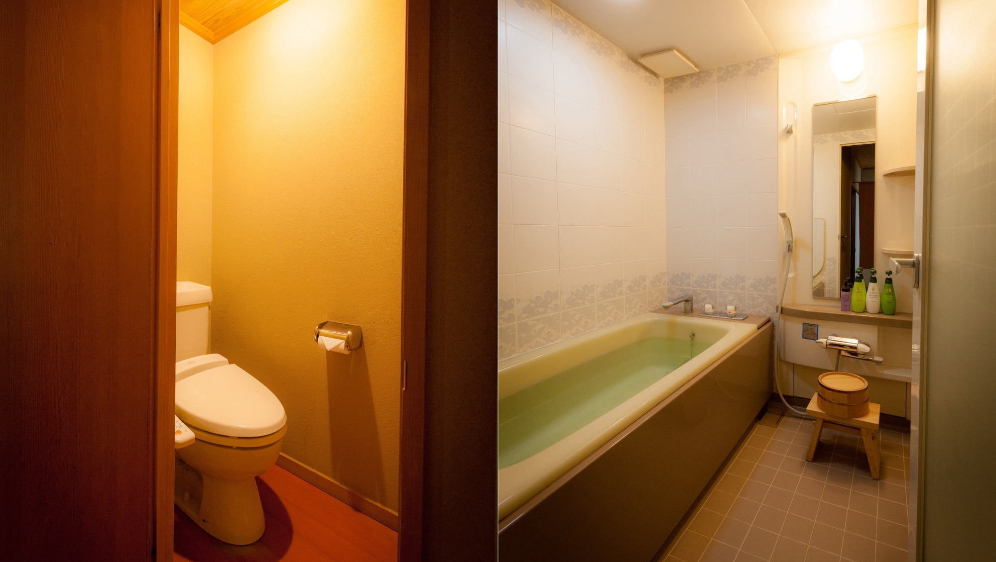 An example of a guest room toilet and bath