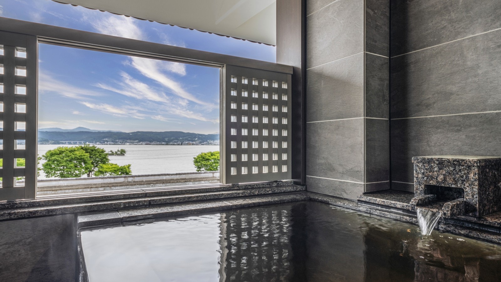 Twin room with open-air bath