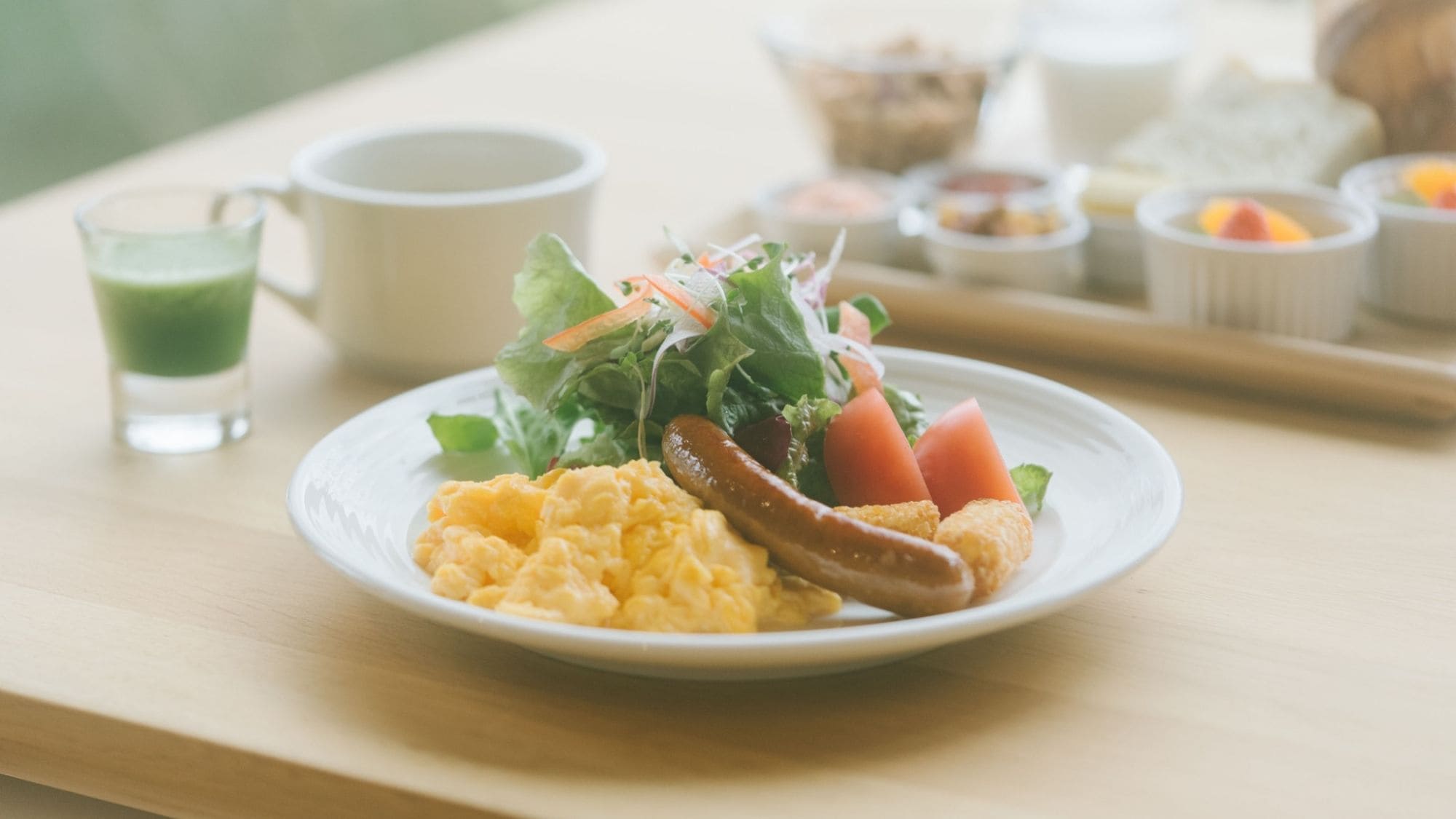 [Breakfast] A simple Western breakfast main plate made with local ingredients [Example]