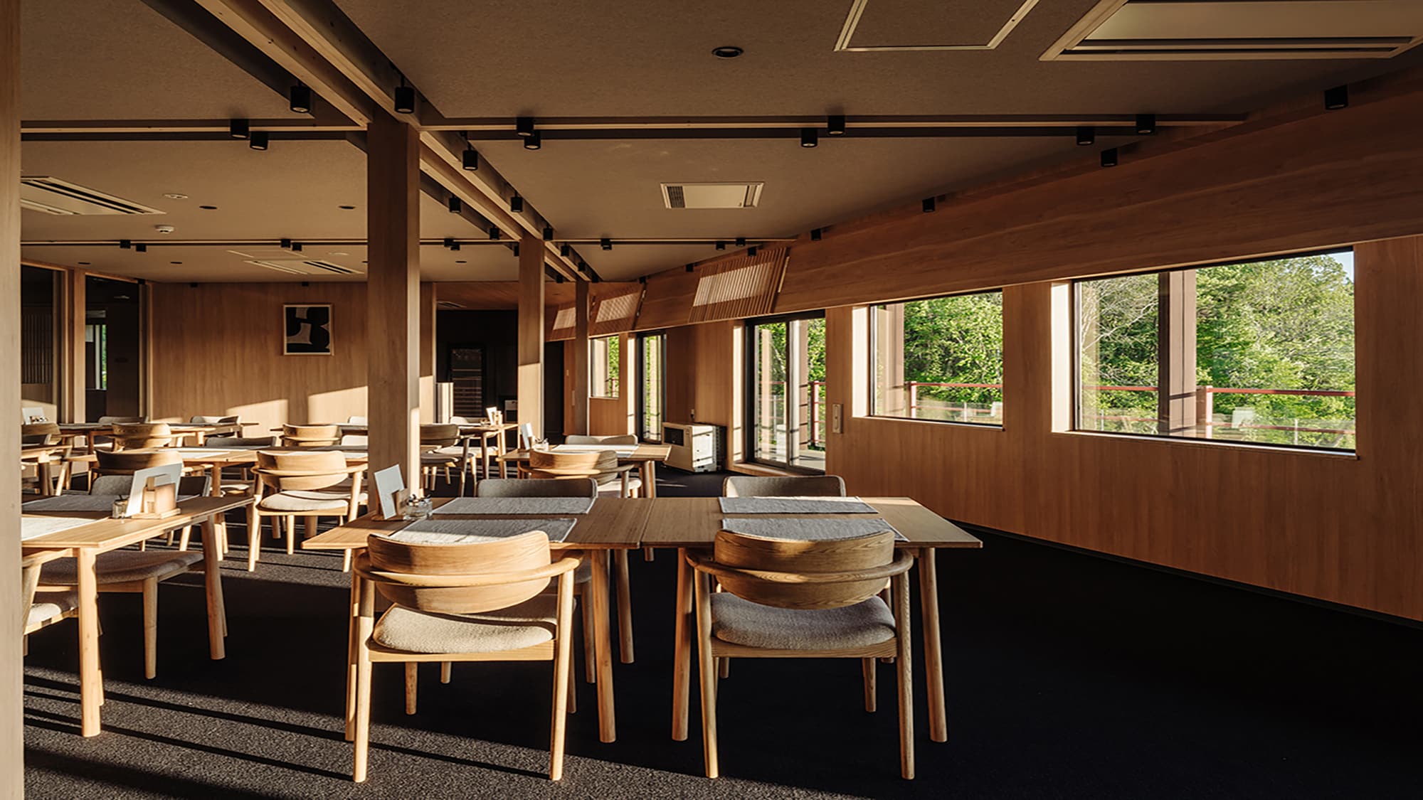 A dining area filled with the warmth of wood.