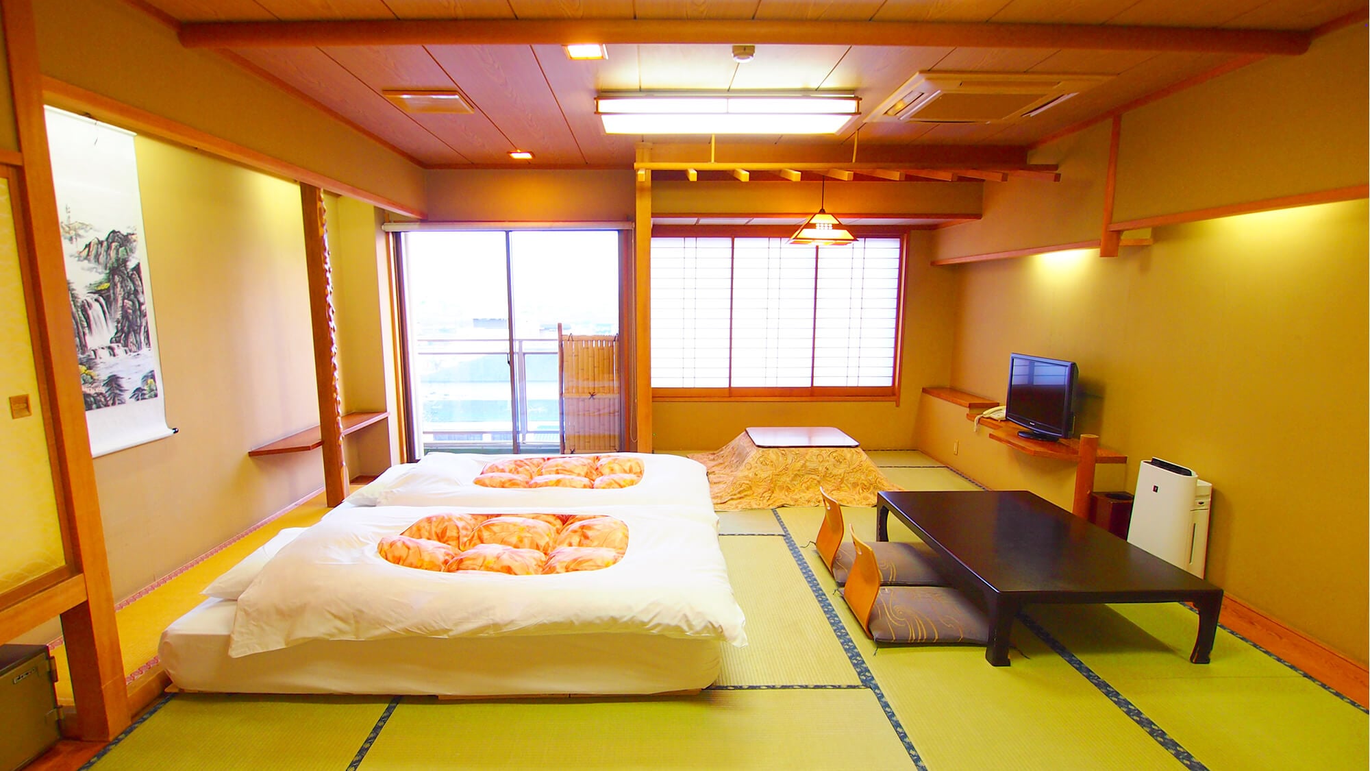 Tempat tidur twin bergaya Jepang yang luas dan nyaman [15 tikar tatami (dengan parit)]