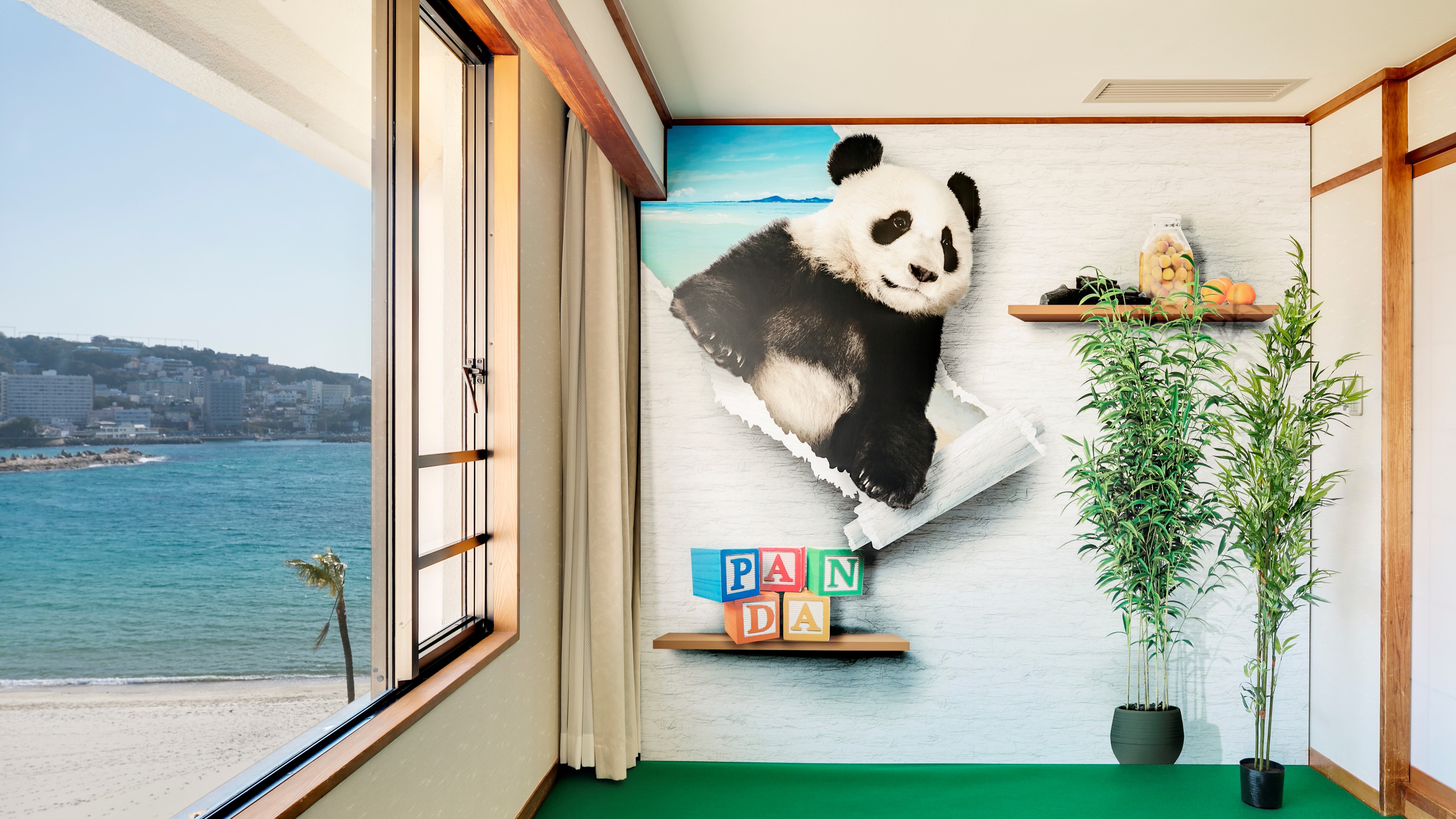 [Kamar Panda dengan pemandangan laut (kamar bergaya Jepang + tempat tidur twin)]