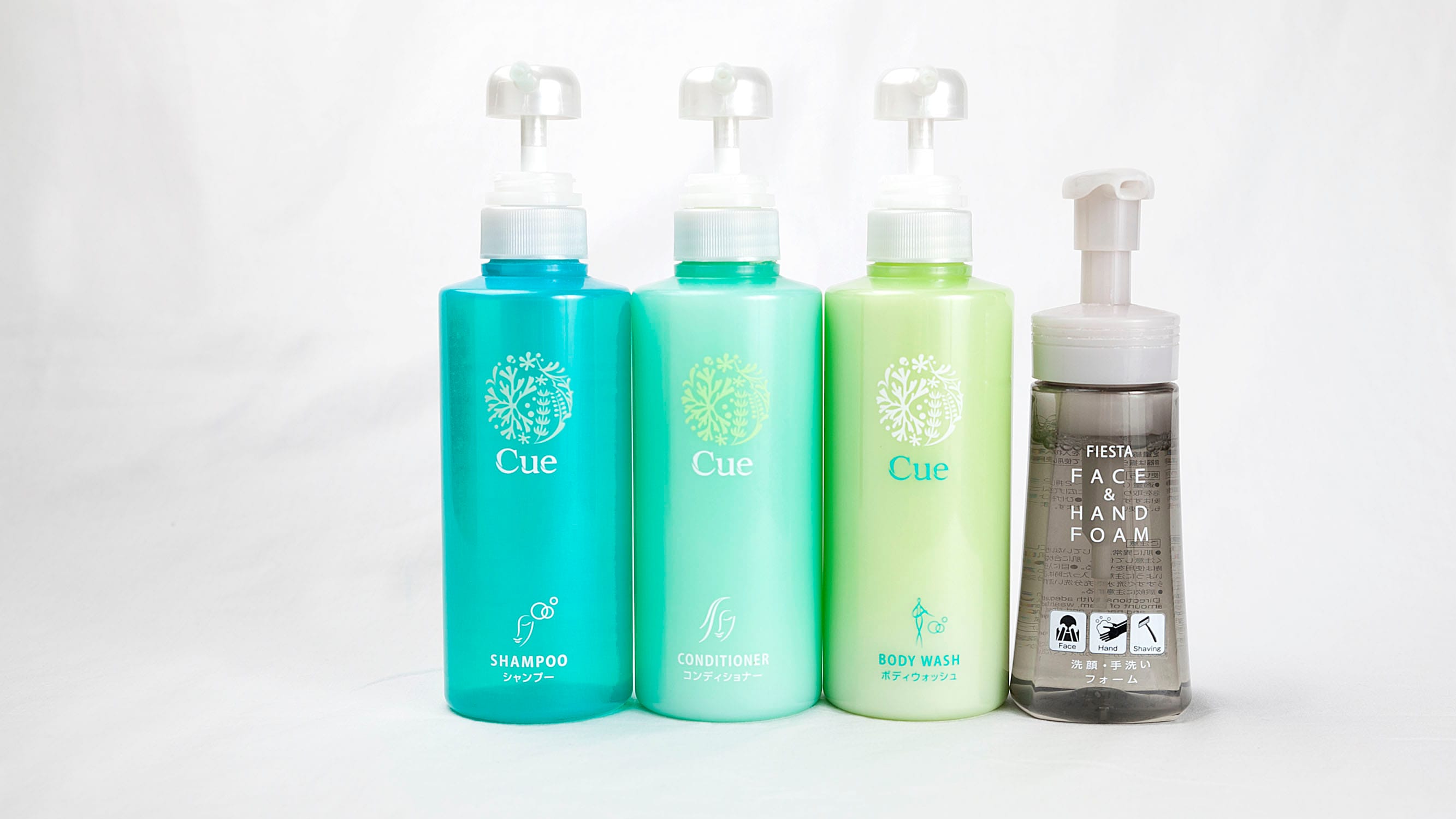 Shampoo, conditioner and body soap provided in guest rooms