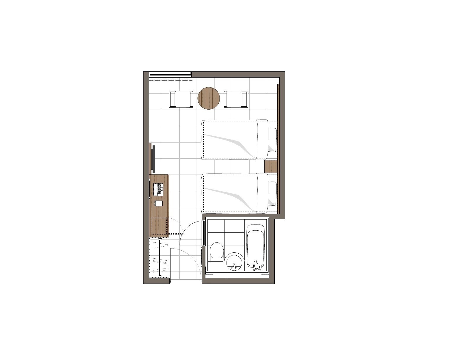 ◆Low floor 18m2 twin room (floor plan)