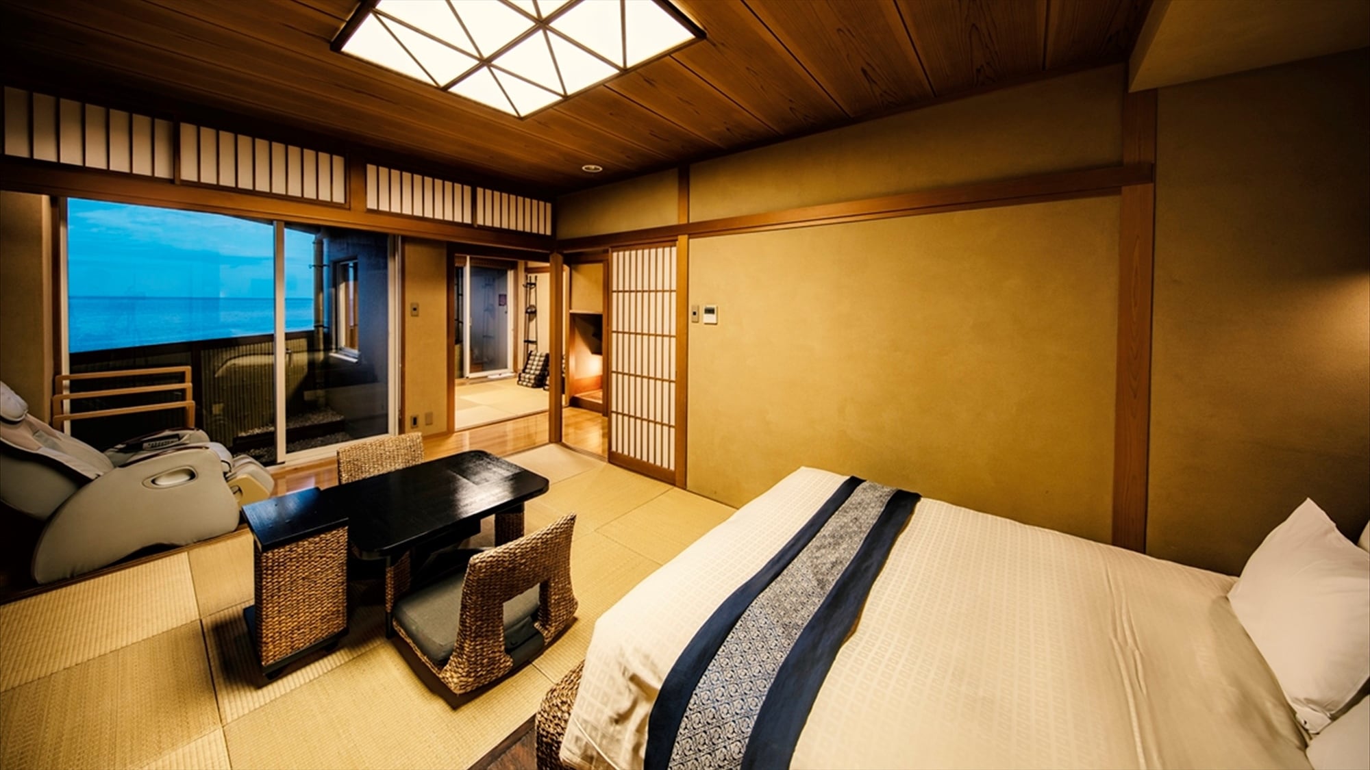 [Double bed Jepang dan Barat kamar 2 kamar] Tempat tidur ganda yang luas tipe kamar Jepang dan Barat 2 kamar.