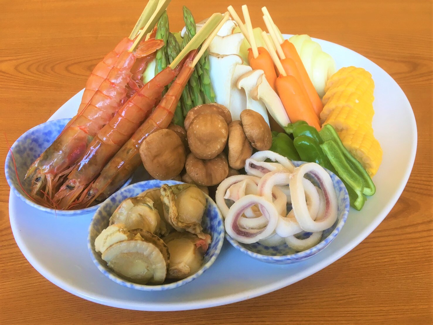 BBQ set-seafood, vegetables-