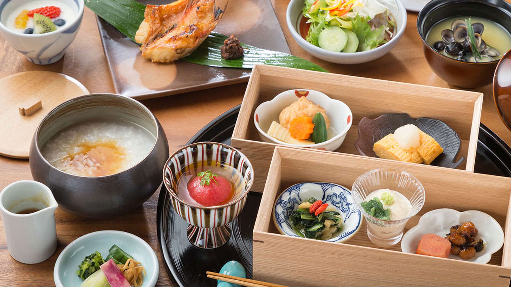 A relaxing Japanese breakfast that is perfect for the next morning after a good rest.