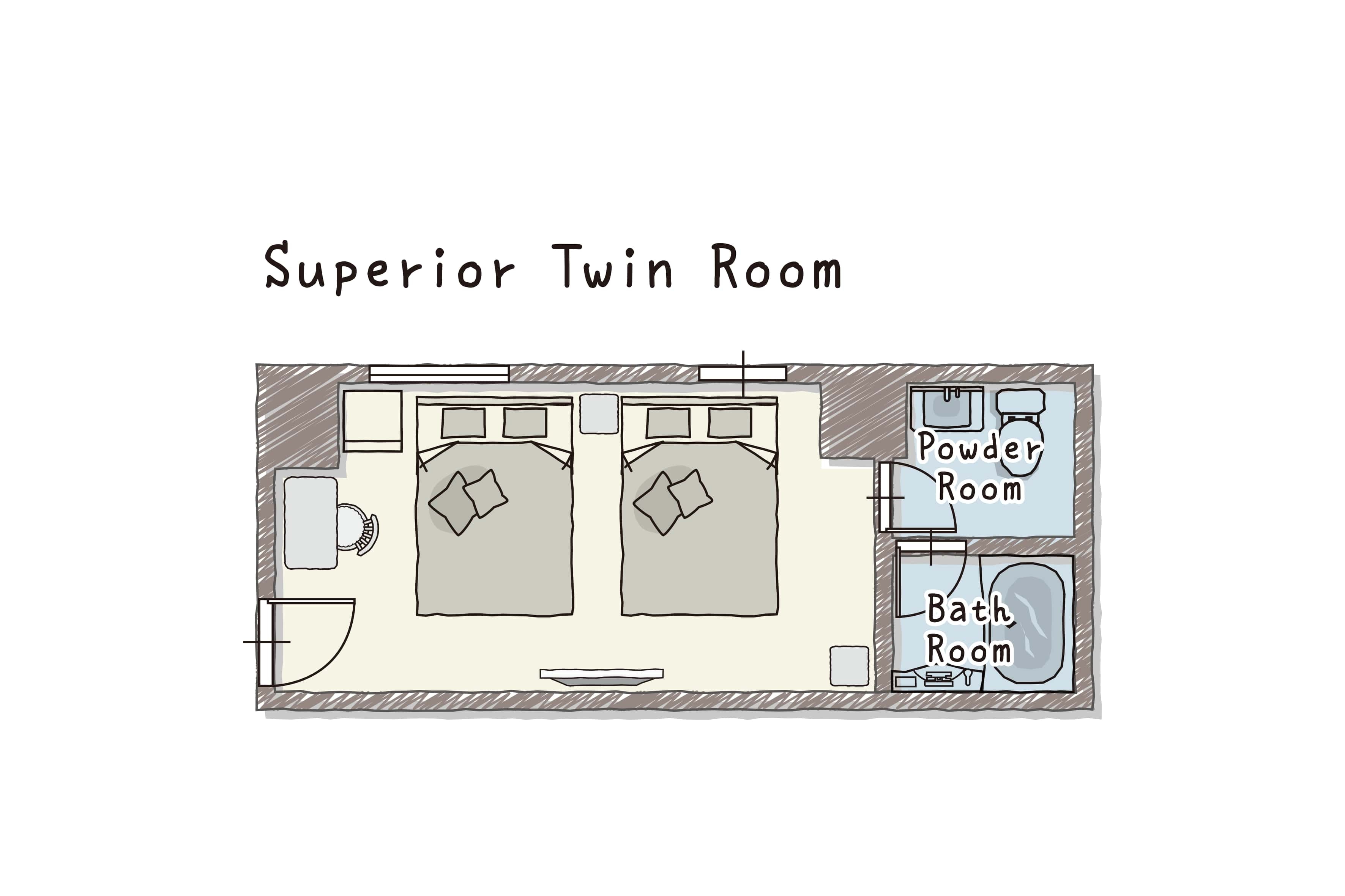 高級雙床房平面圖