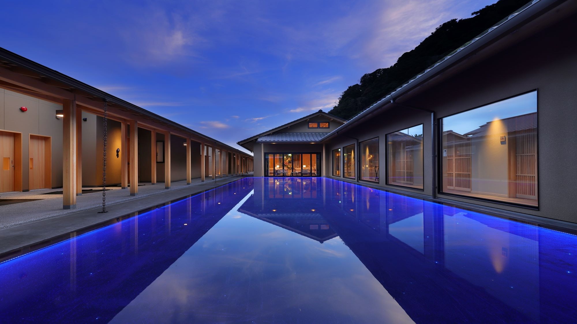 Water basin in front of the lobby