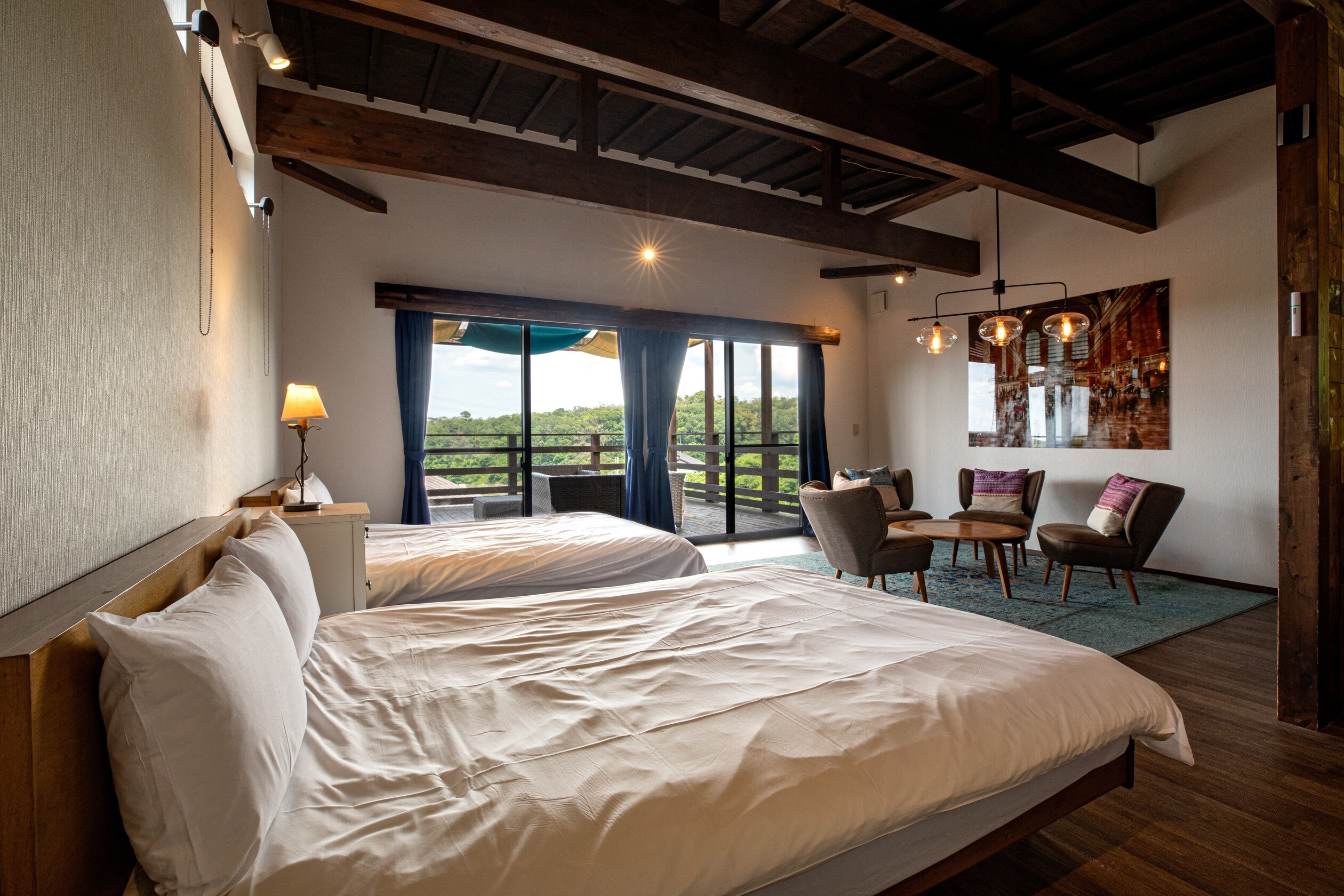 Cabin sinh hoạt Glamping có sân hiên (2 giường đôi)