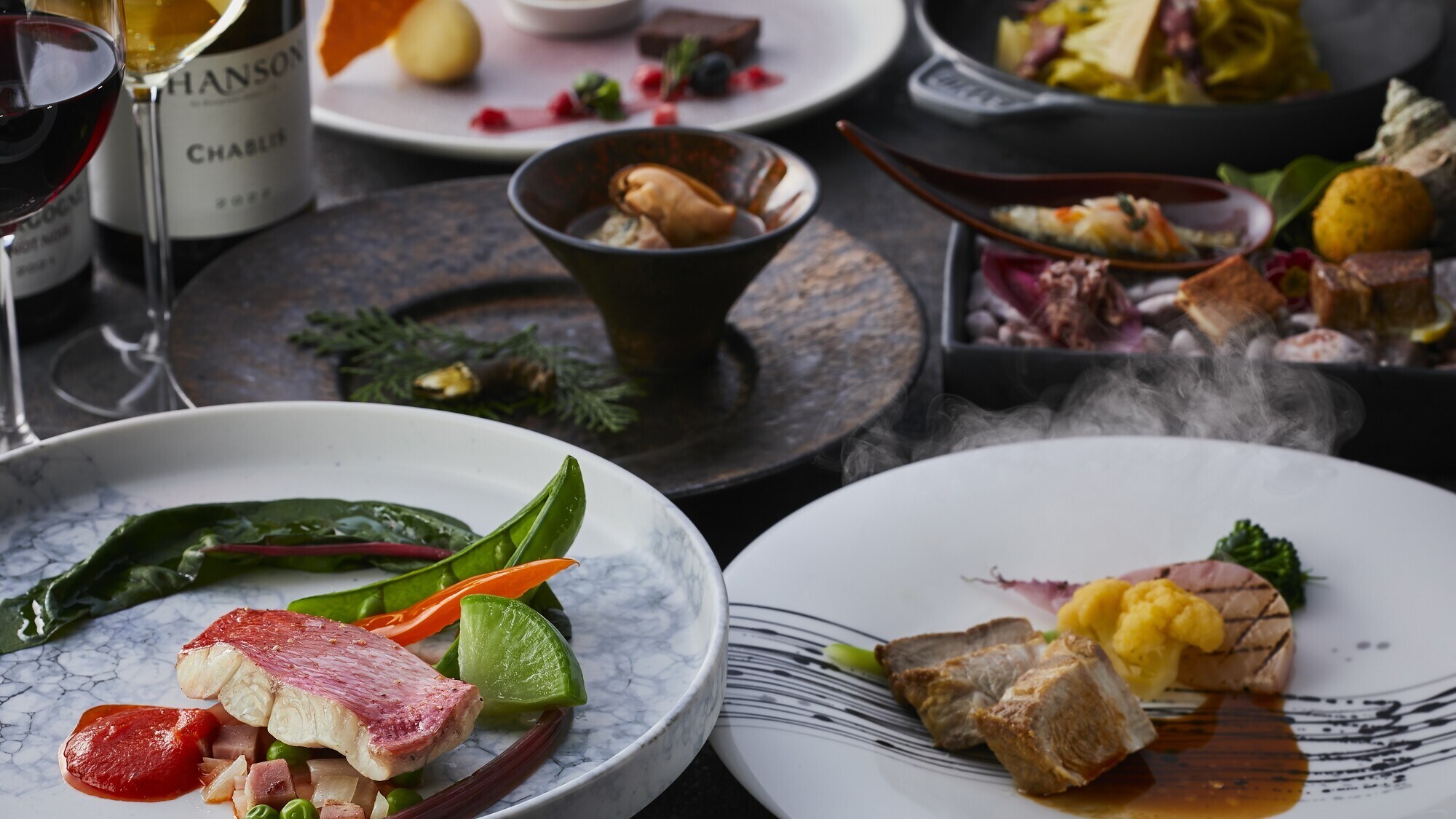 Shimoda-produced red snapper, Atagawa pork, and local Izu vegetables course