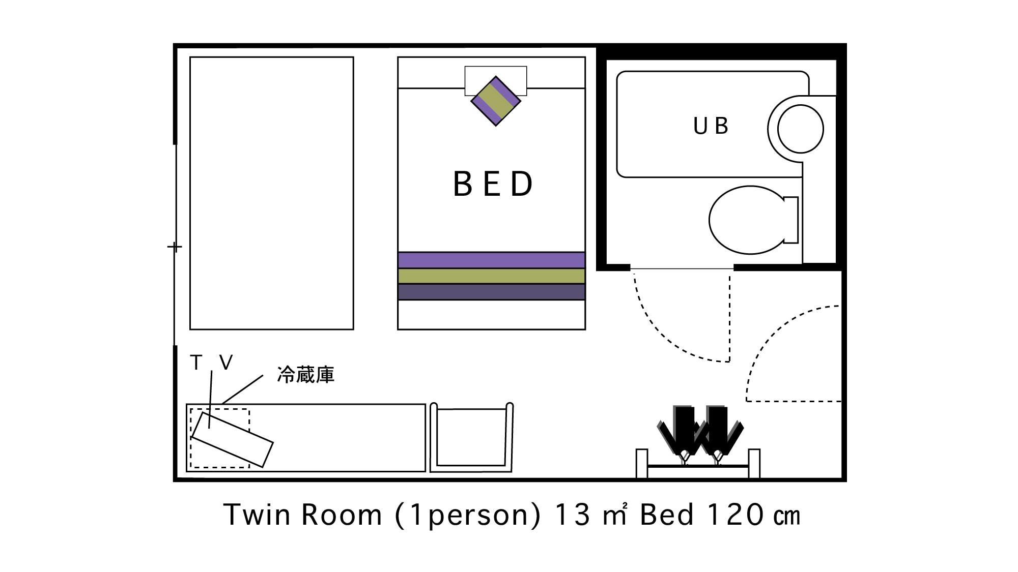 ห้องเตียงแฝดสำหรับผู้ใหญ่ 1 คน