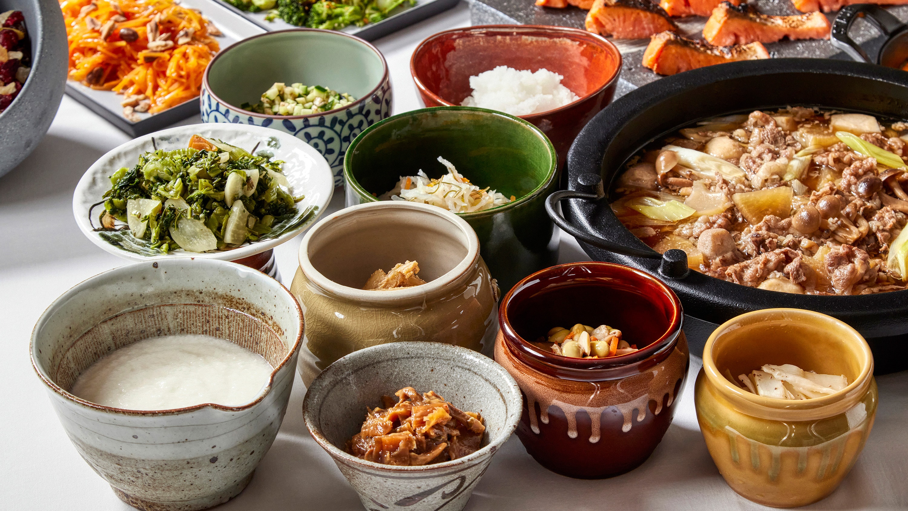Breakfast buffet | Enjoy traditional local dishes that go well with rice, such as Yamagata's "dashi" and omizuke. *For illustrative purposes only.