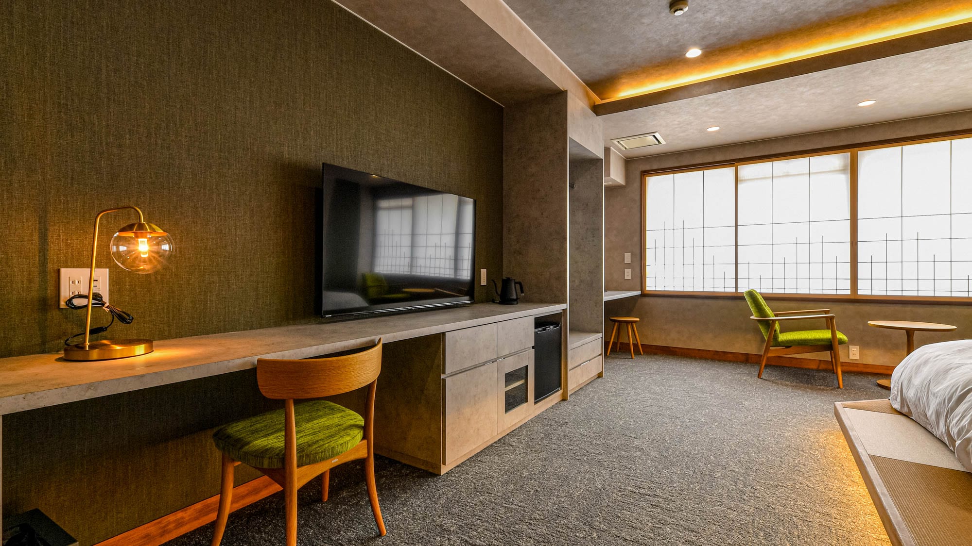 Japanese modern room with 2 double beds