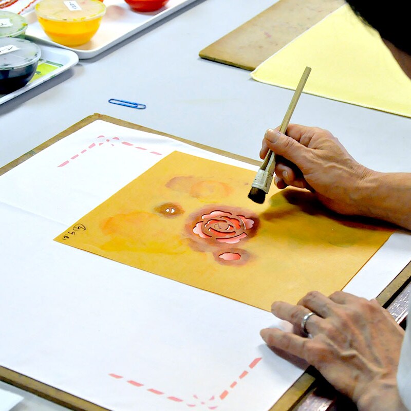 Yunokuni Forest: Yuzen stencil dyeing