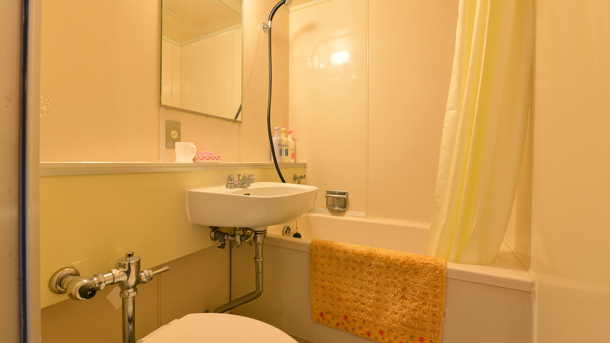 *Twin bathroom (example of a guest room)/Although simple, it is equipped with a unit bath.