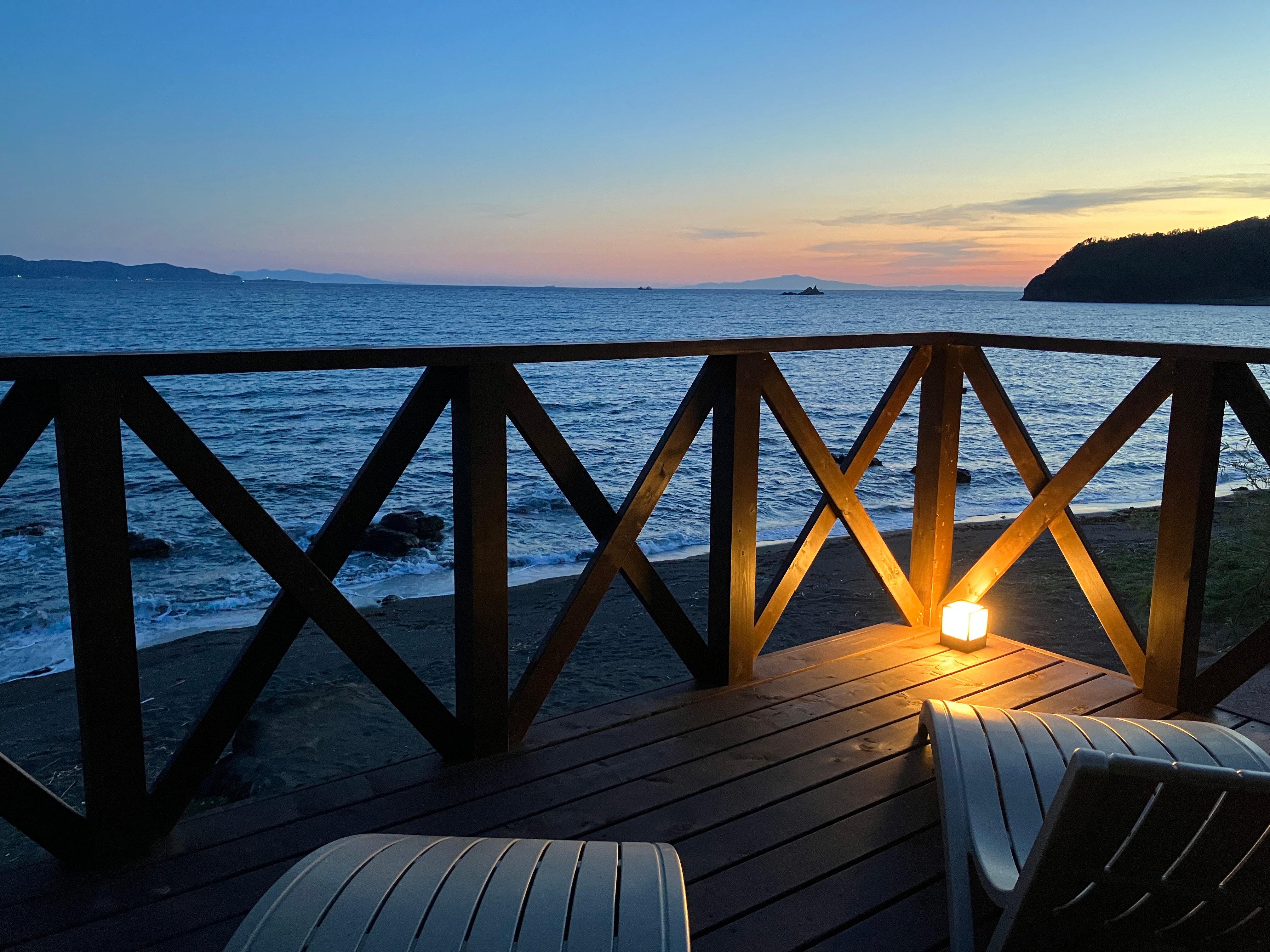 Sauna deck at night