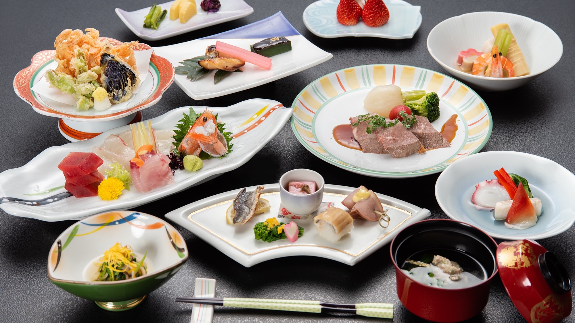 * [Takepuran example] Our reasonably priced kaiseki course meal, meat and sashimi are offered at a more reasonable price than Matsupuran.