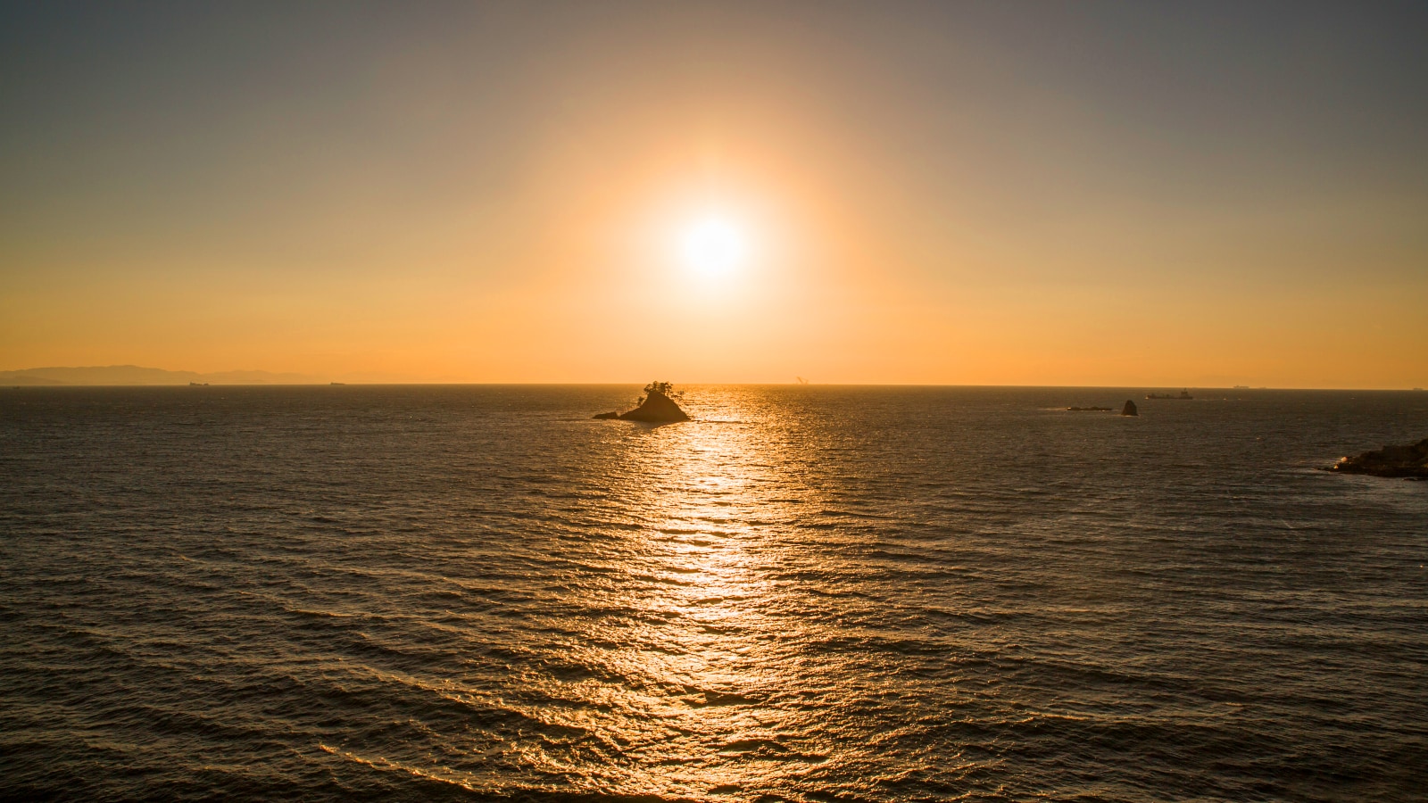 The sunset over Matsushima, chosen as one of the 100 best sunsets in Japan