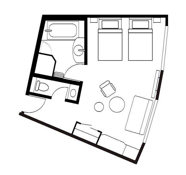 Club Twin Room Floors: 22-27th floors (all rooms non-smoking)