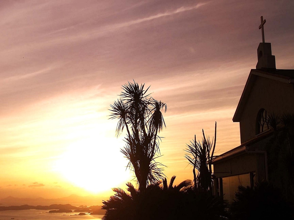 Sunset seen from the pool