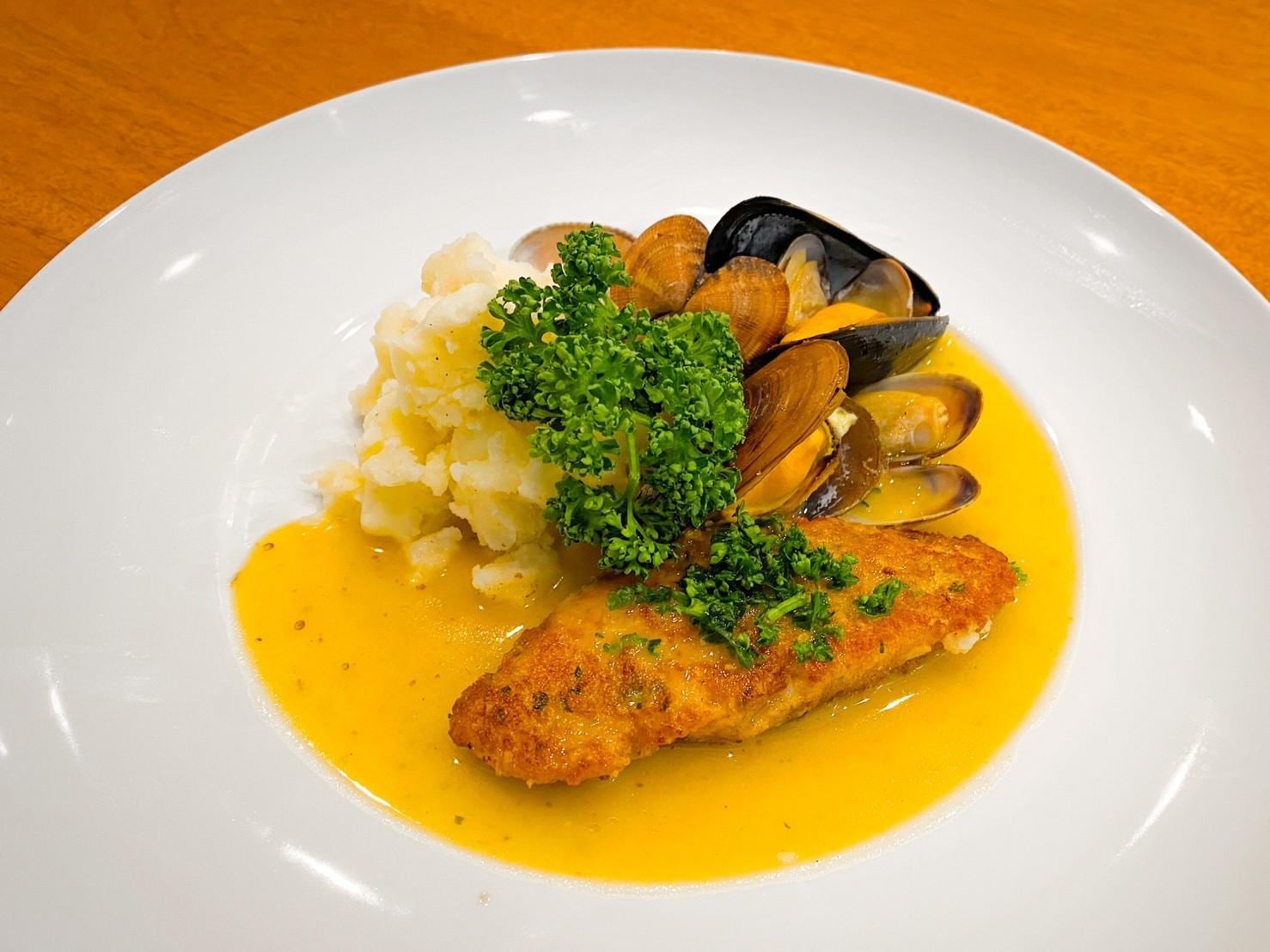 An example of a seasonal fish dish [selected by the chef]