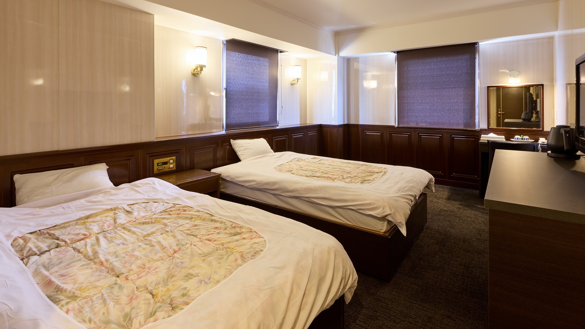 An example of a twin room renovated in August 2025