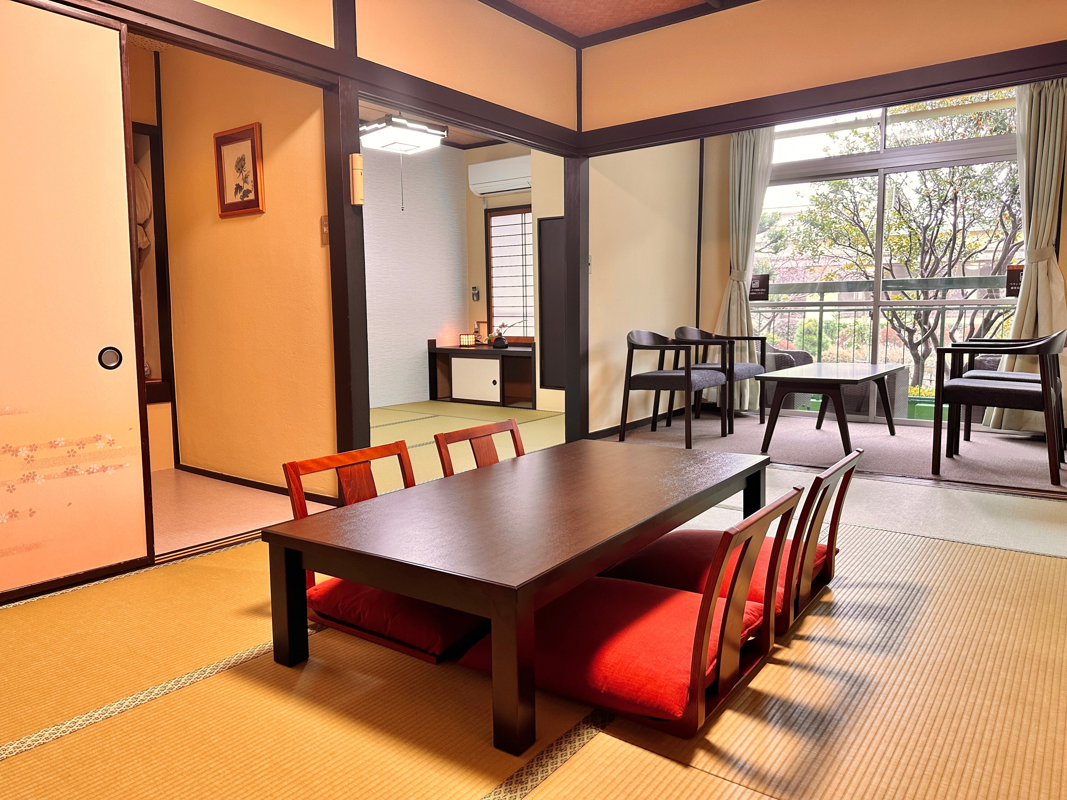 B2 [1st floor Japanese-style room, 7.5 tatami mats and 2 6 tatami mats] with cypress bath (1-4 people)
